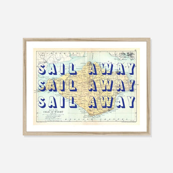 Sail Away (Isle of Wight Map Print) - Framed