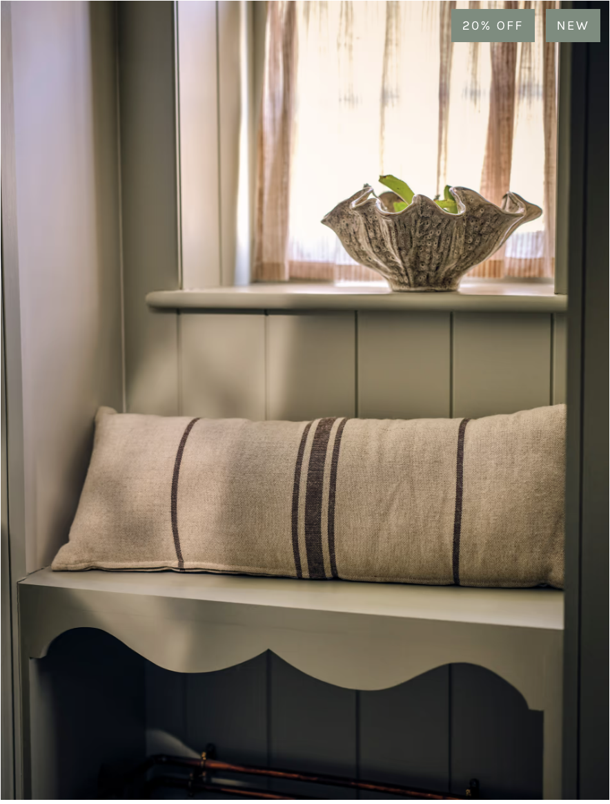 Windrush Stripe Cushion | Antique Brown | 30 x 80cm