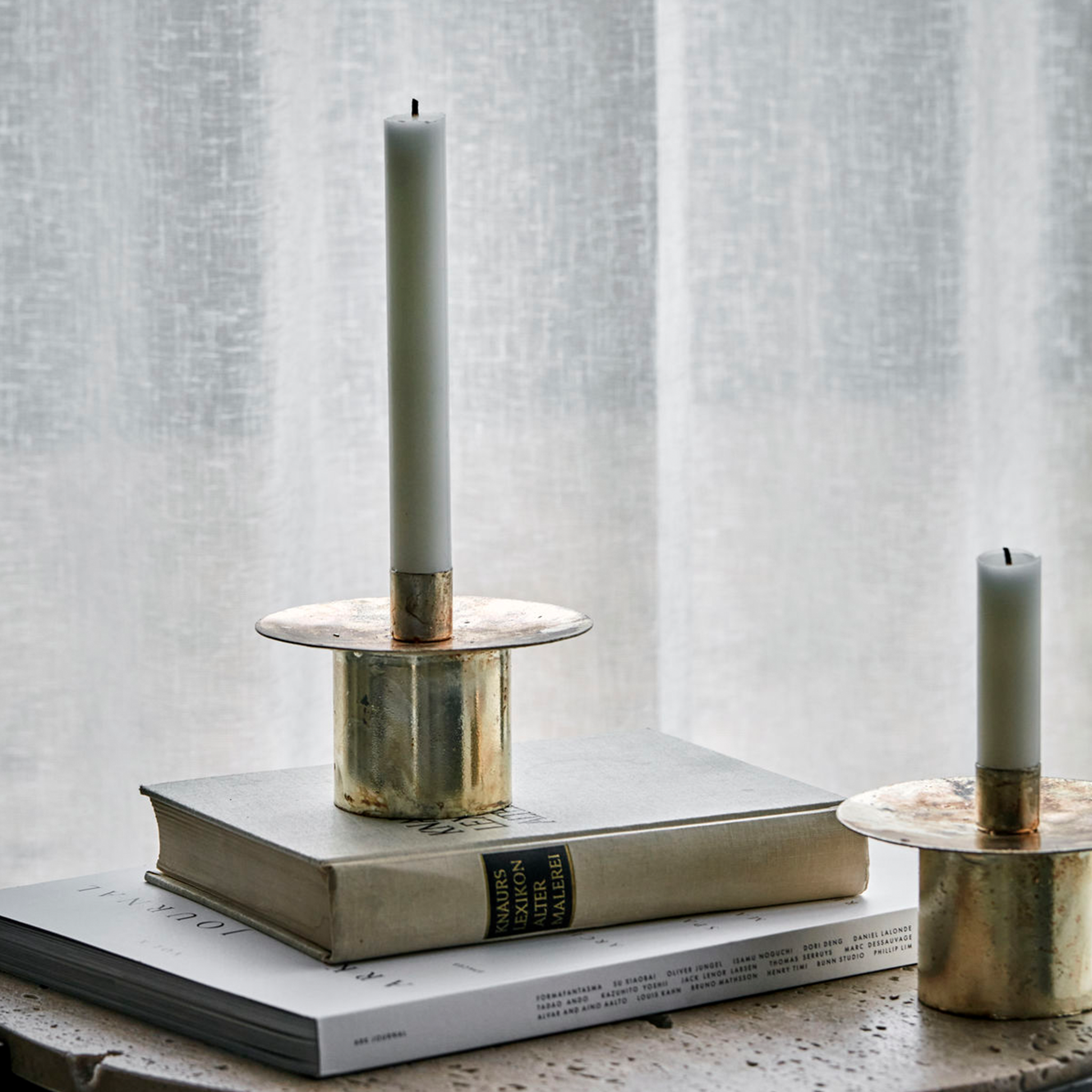 Simb Antique Metallic Candle Holder | Large