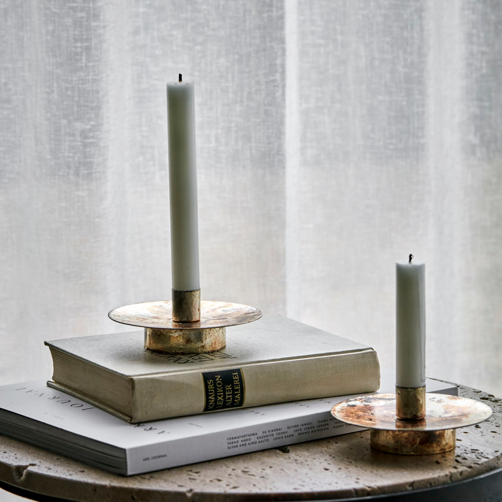 Simb Antique Metallic Candle Holder | Small