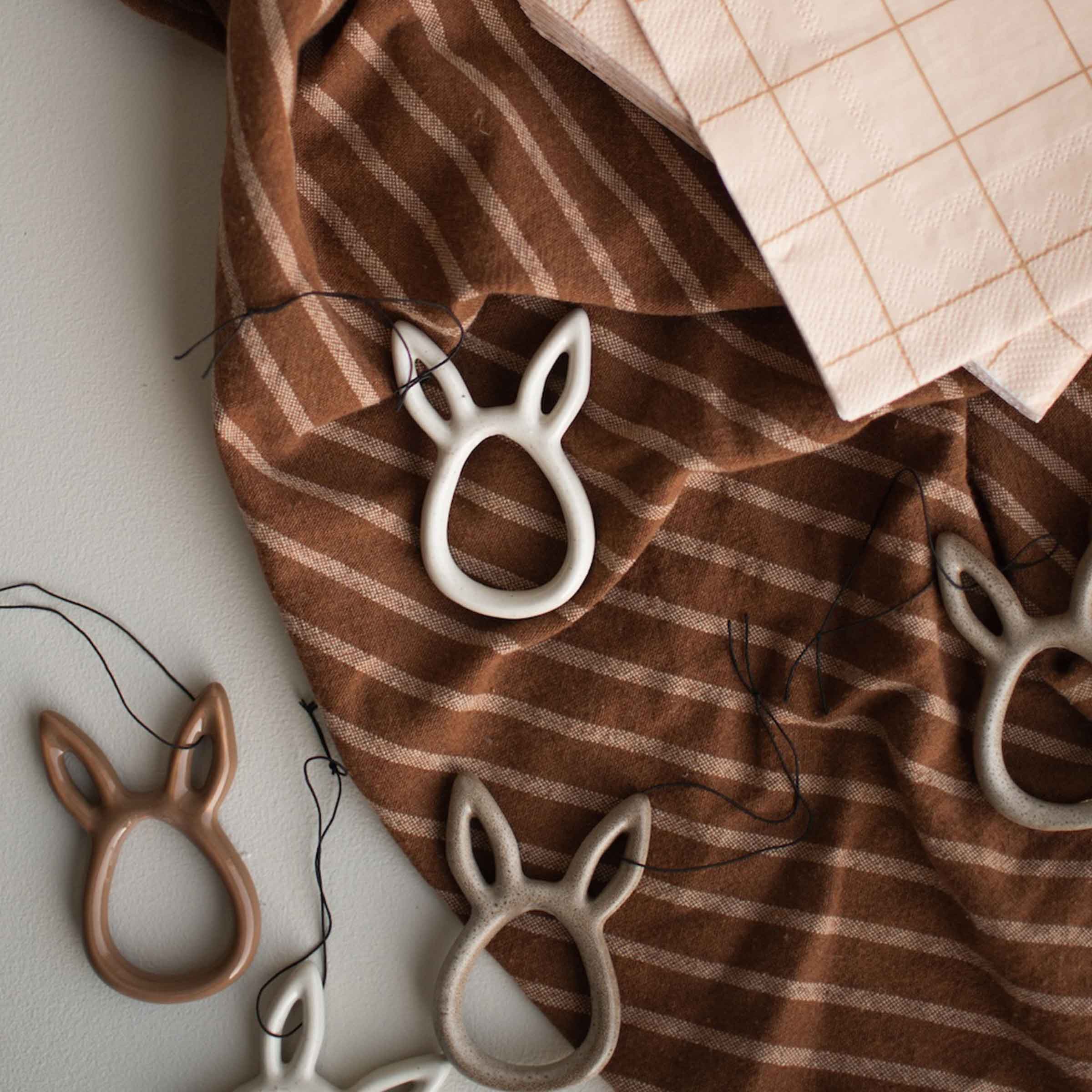 Sprinkle Rabbit Hanging Decoration | Beige