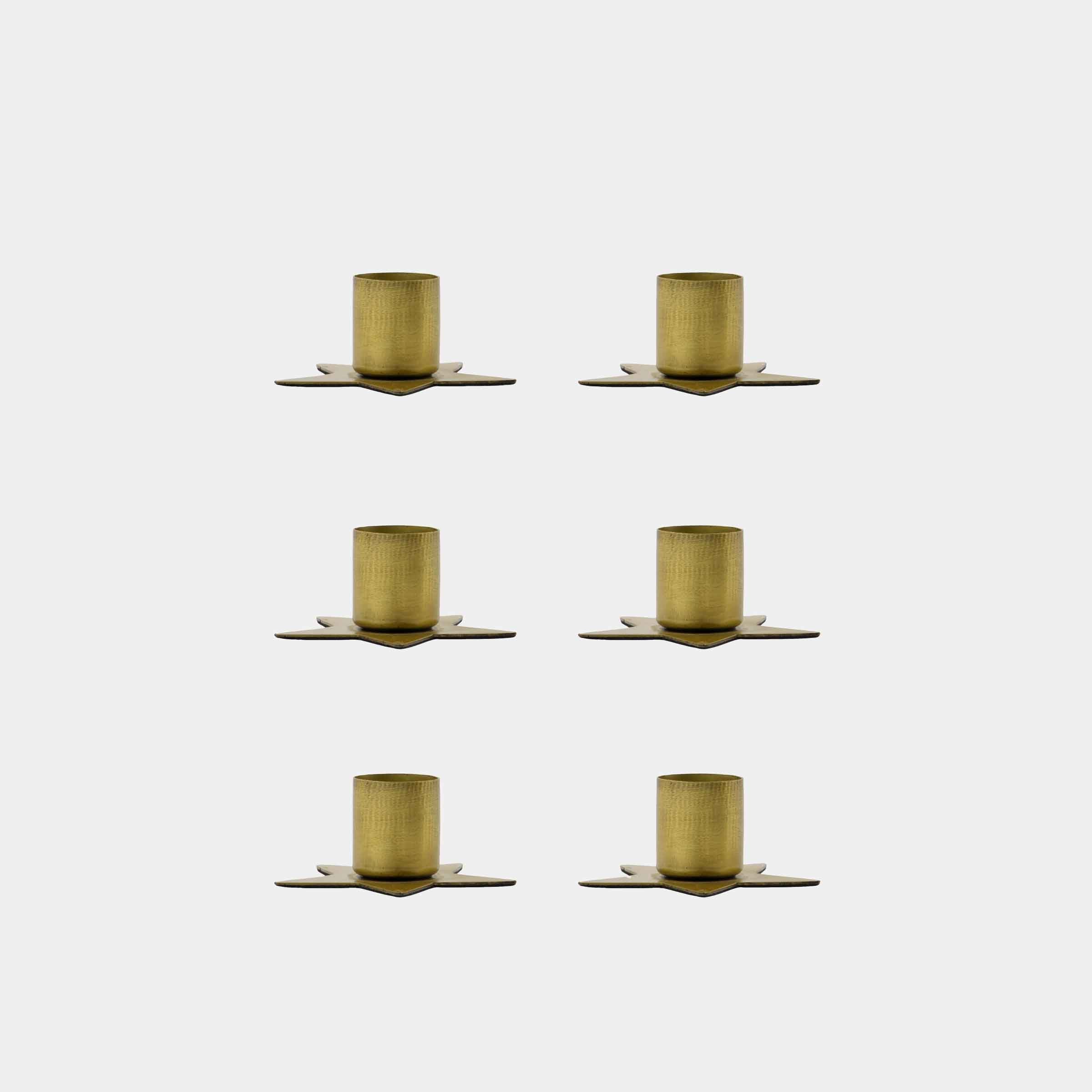 Stage Antique Brass Candle Holders | Set of 6