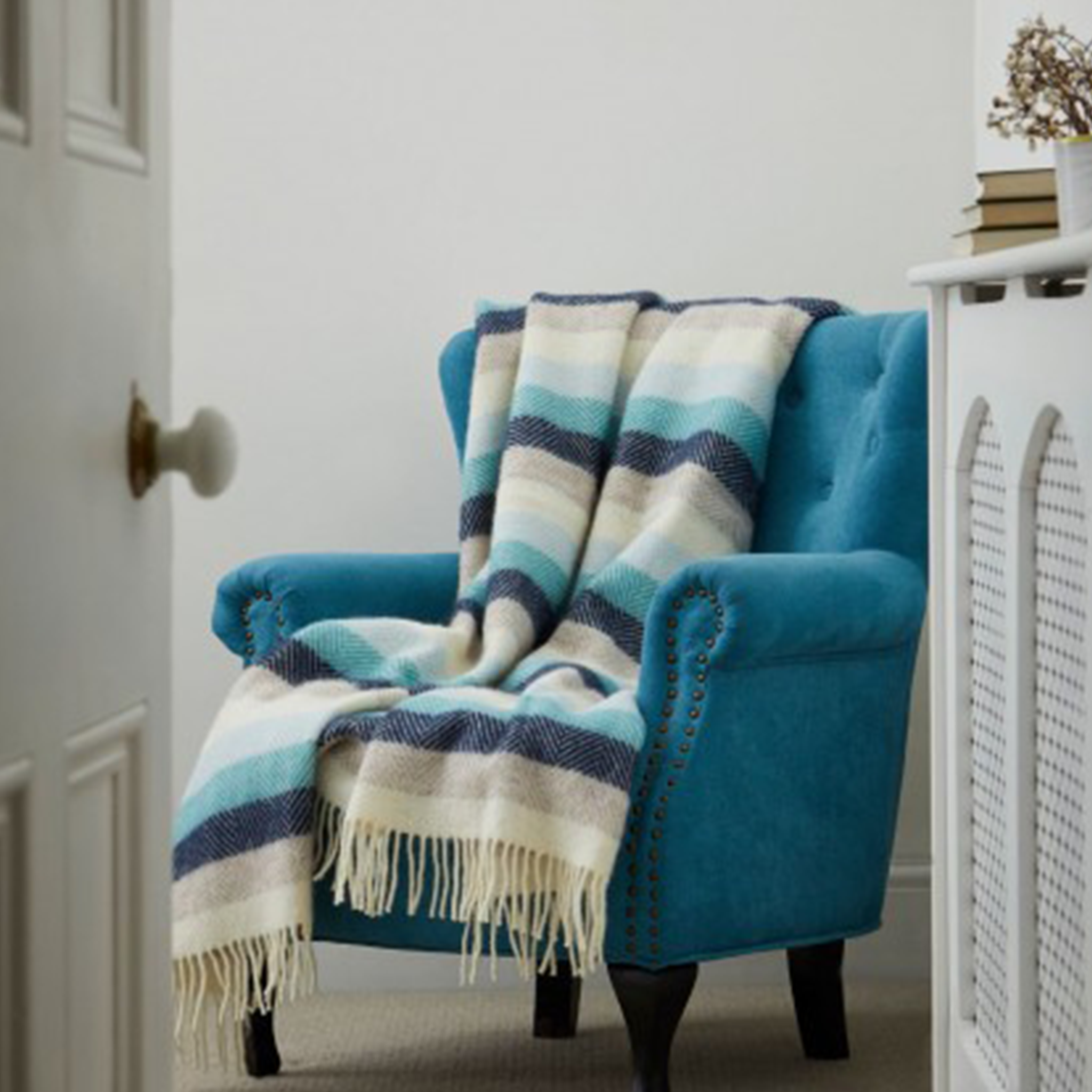 Pure New Wool Throw | Seashore Stripe