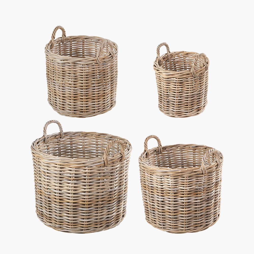 Kubu Rattan Round Log Basket | Grey