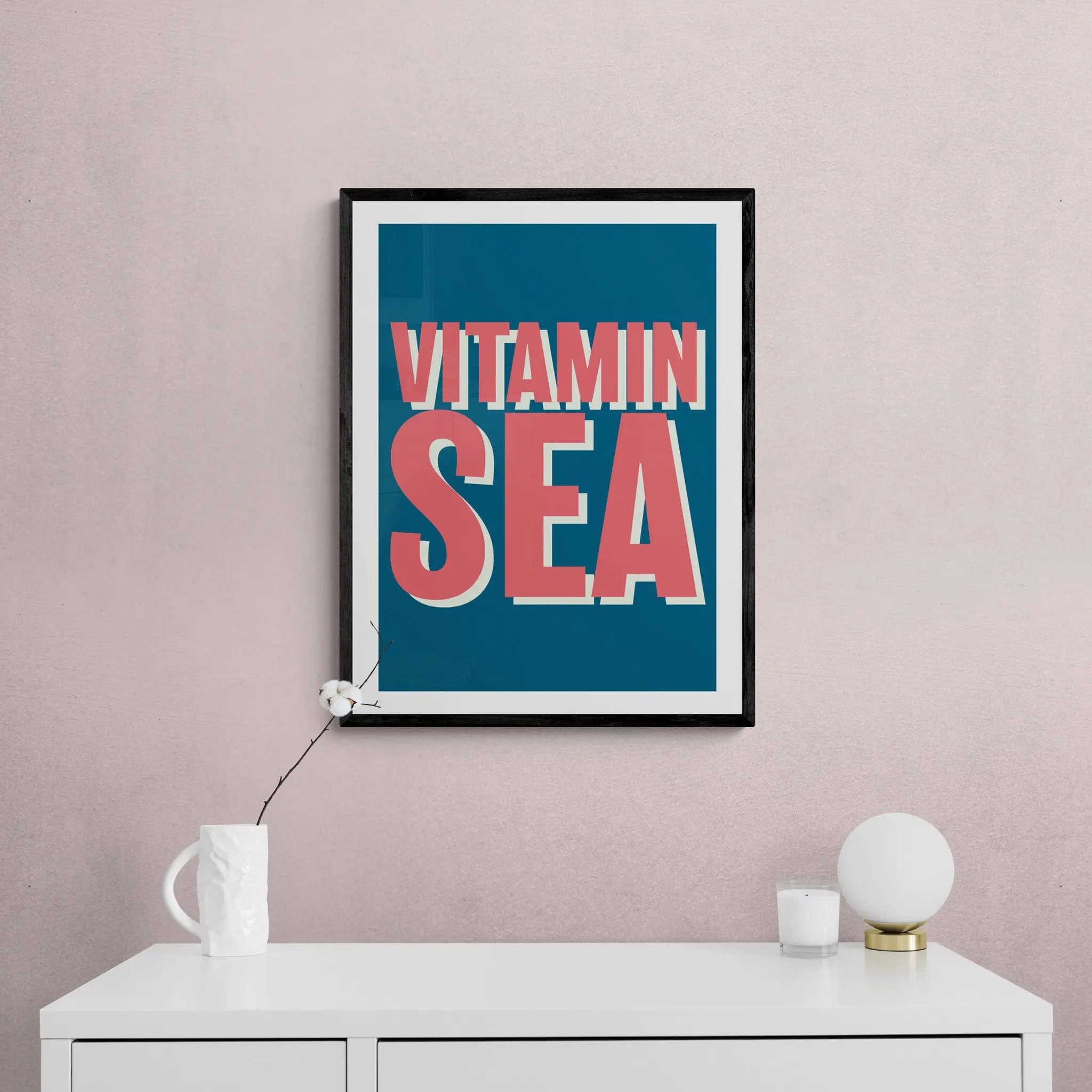 Vitamin Sea (Marine) Typography Art Print - Framed
