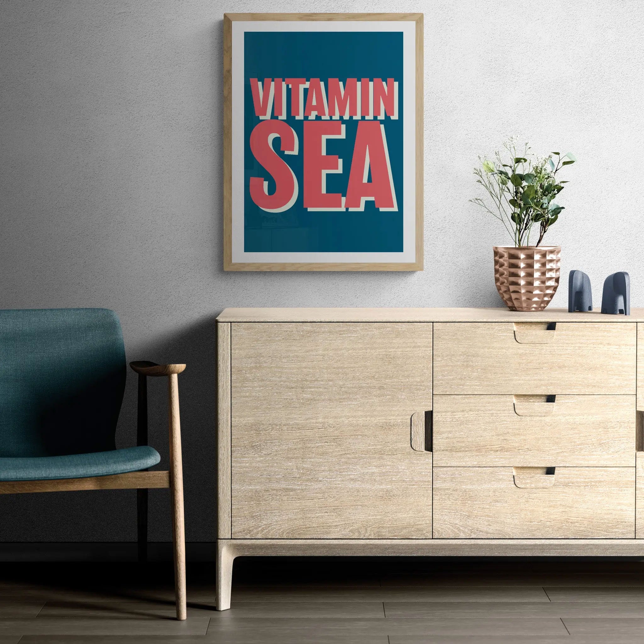 Vitamin Sea (Marine) Typography Art Print - Framed