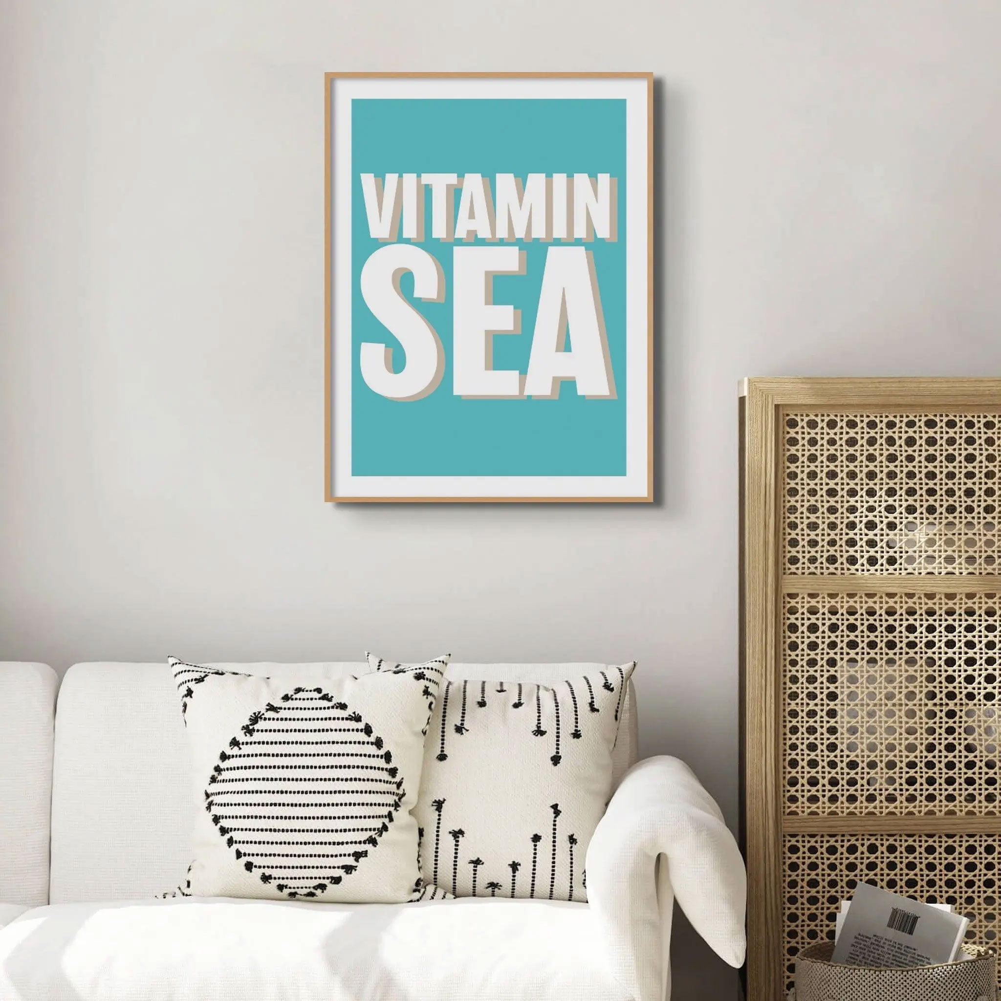 Vitamin Sea (Seagrass) Typography Art Print - Framed