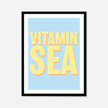 Vitamin Sea (Sky Blue) Typography Art Print - Framed