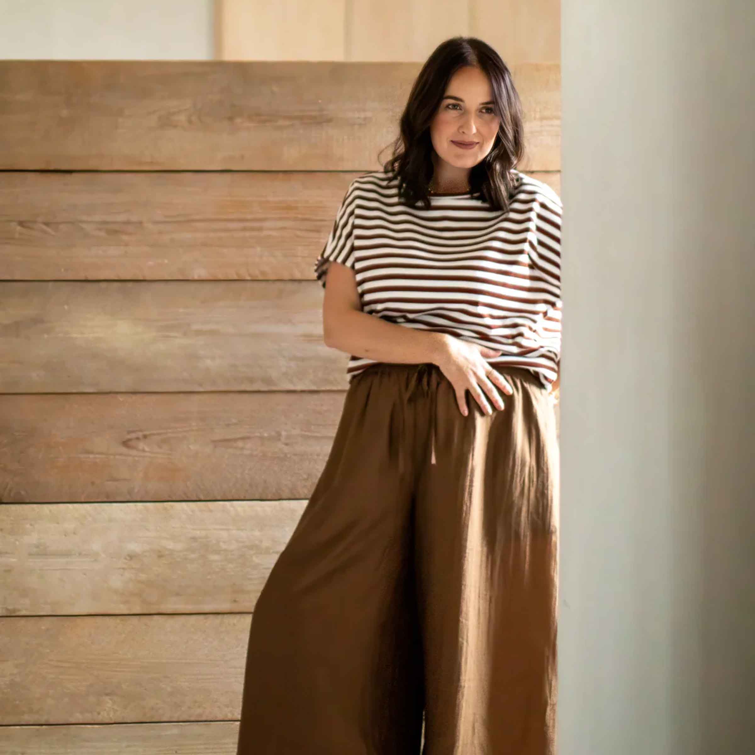 Wei Stripe Top | Tobacco/Ecru