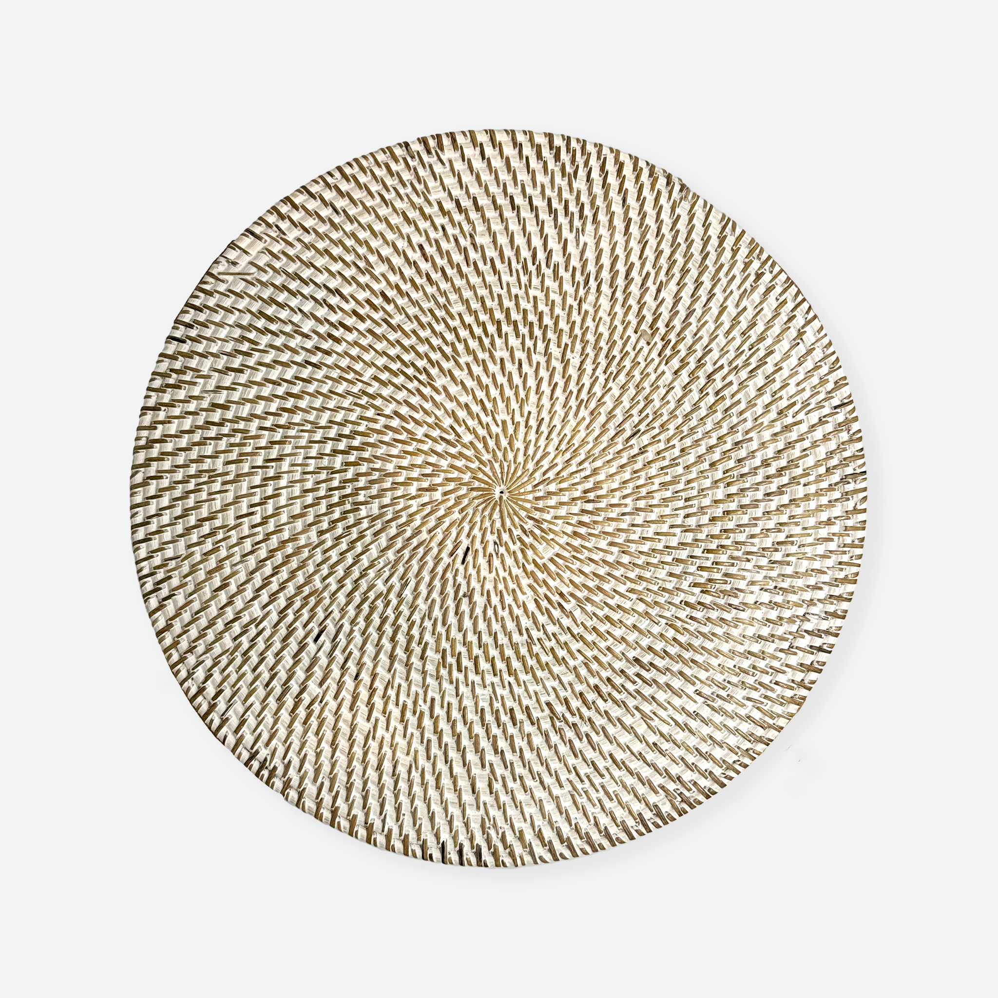 Whitewashed Rattan Round Placemat