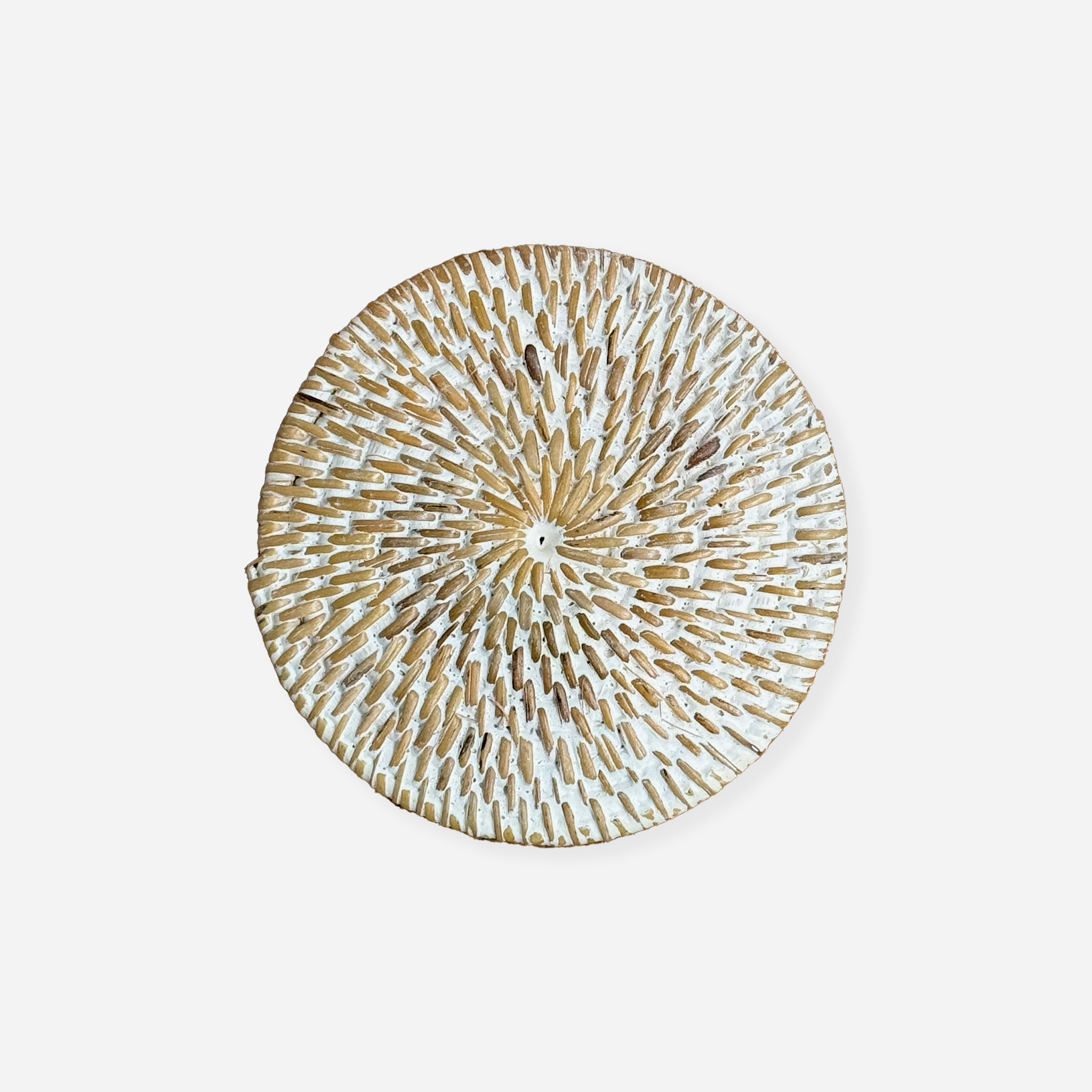 Whitewashed Rattan Round Coaster