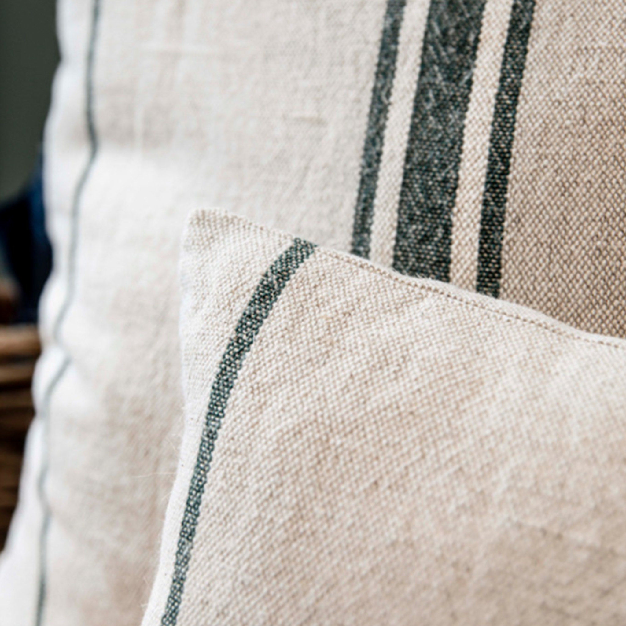 Windrush Stripe Cushion | Forest Green | 30 x 50