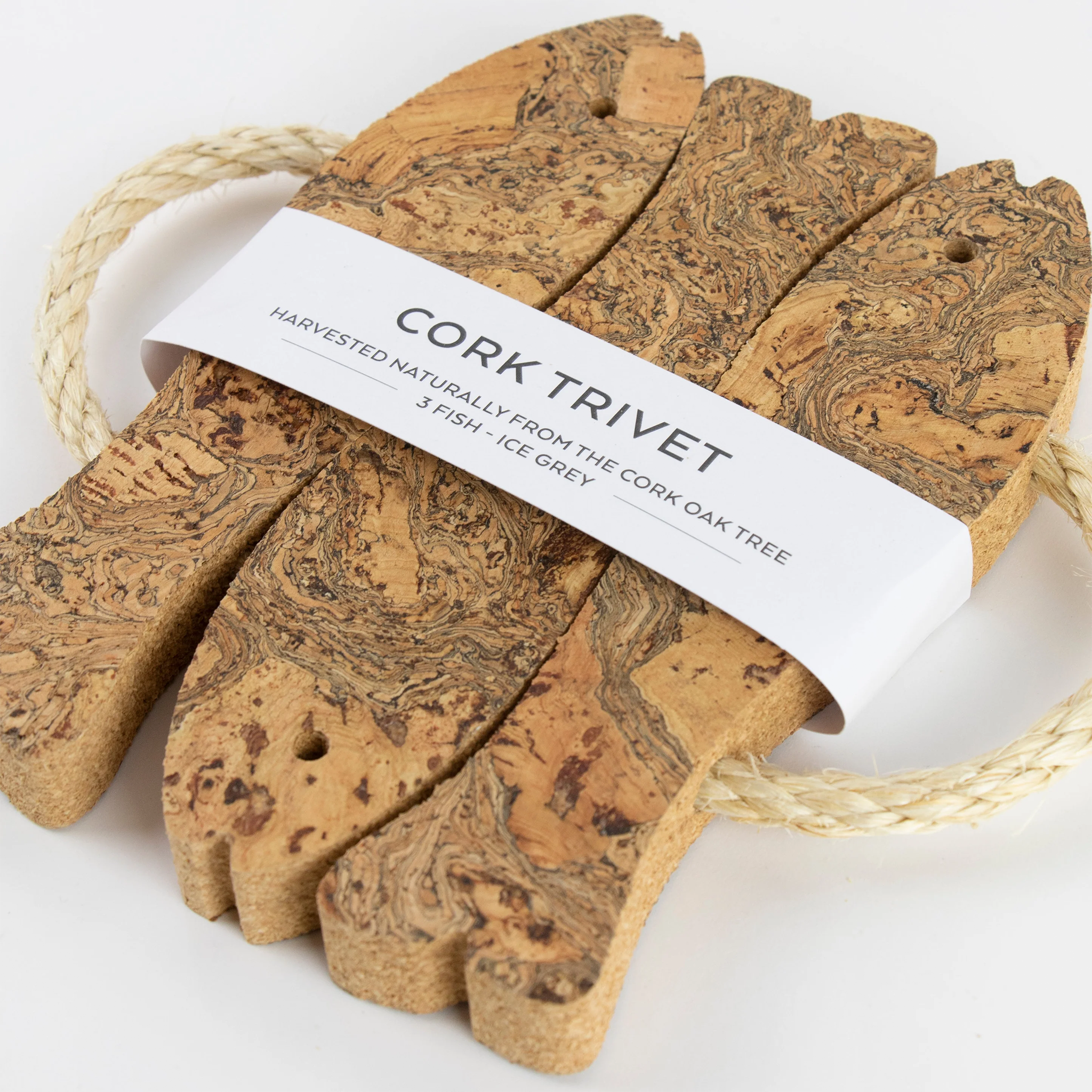 Natural Cork Fish Trivet | 3 Fish