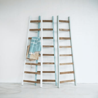 Reclaimed Teak Towel Ladder - White