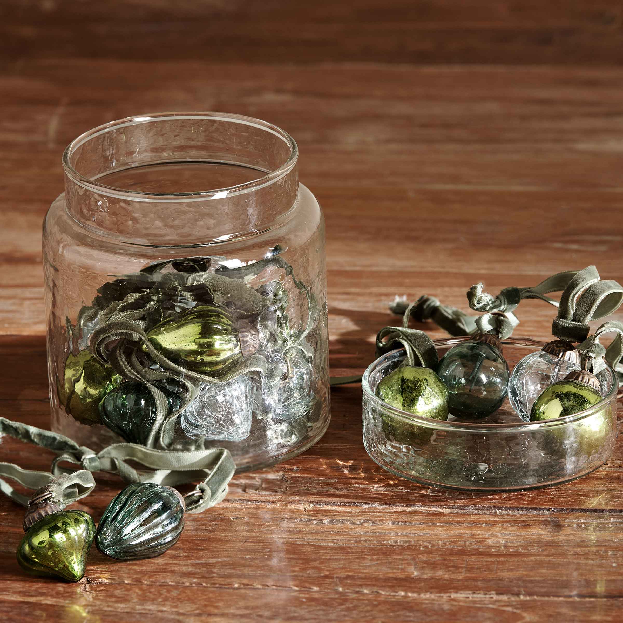 Adisa Bauble Jar - Mixed Green and Clear (Set of 16)