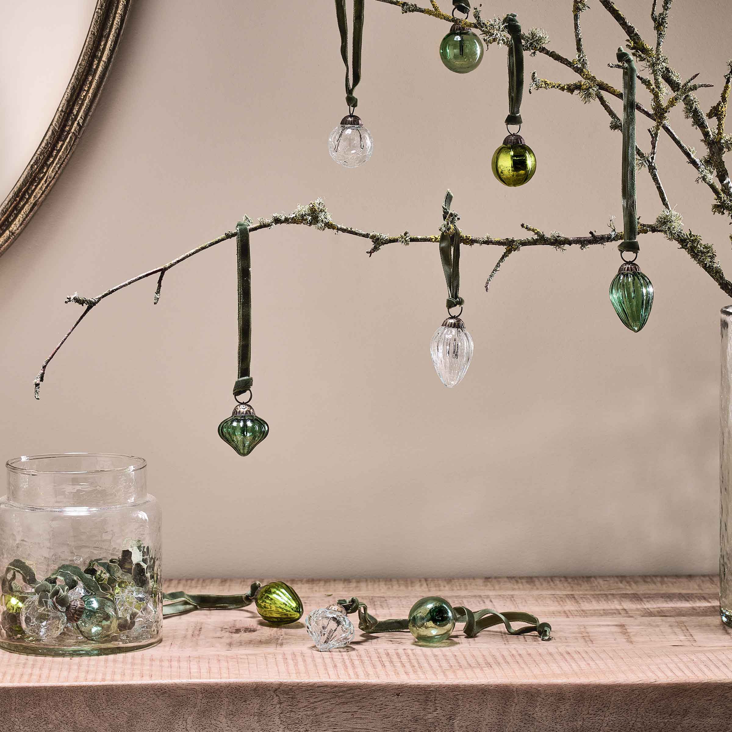 Adisa Bauble Jar - Mixed Green and Clear (Set of 16)