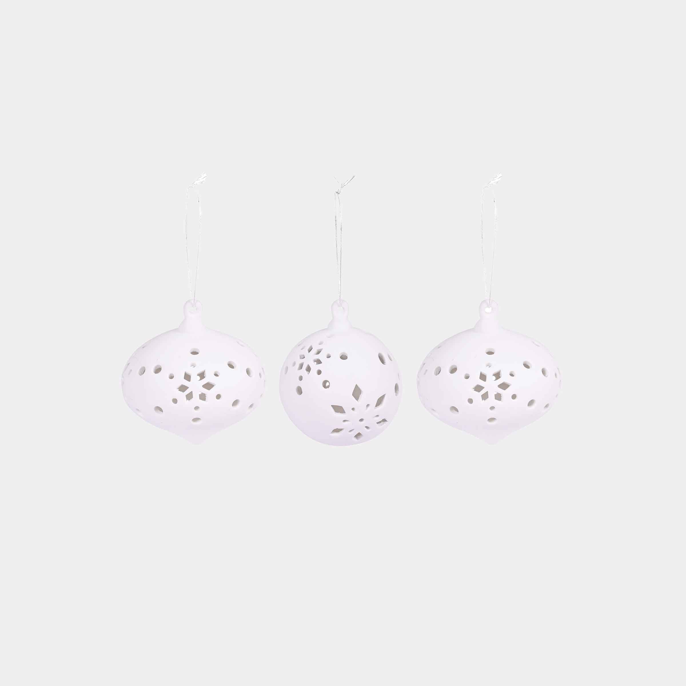 Airdrie Cutwork Baubles Set of 3 White