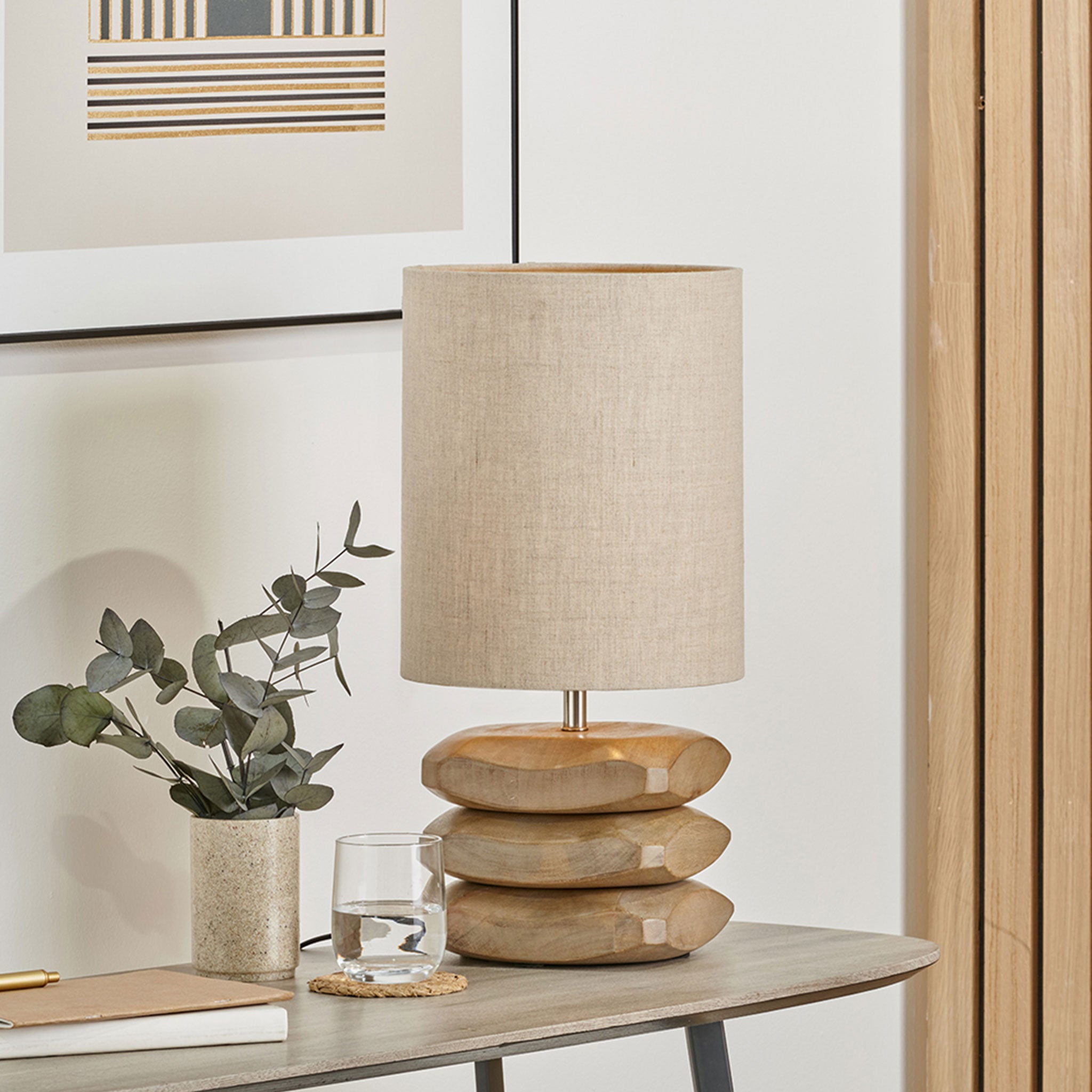 Amir Mango Wood Pebble Table Lamp
