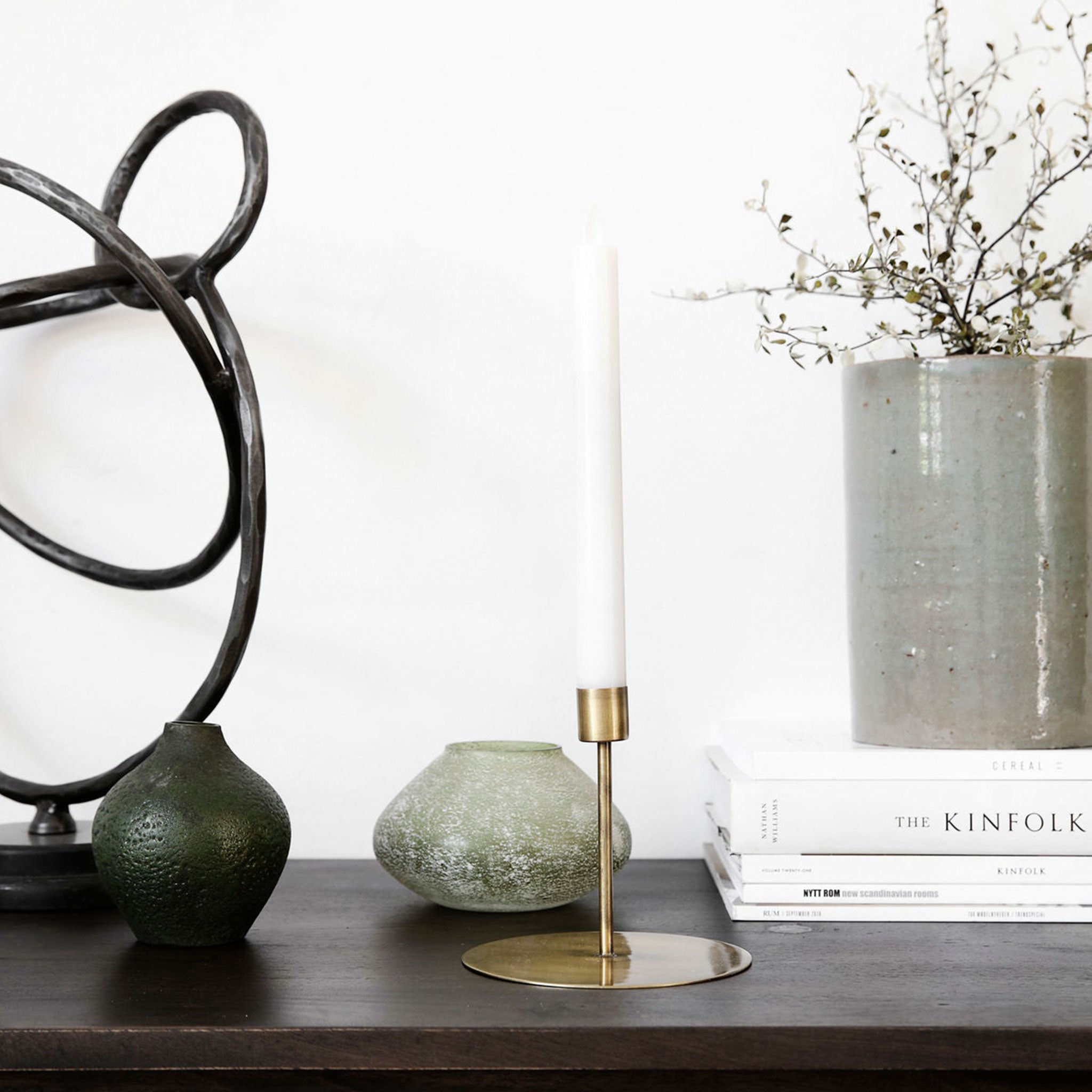 Anit Antique Brass Candle Holder | Large