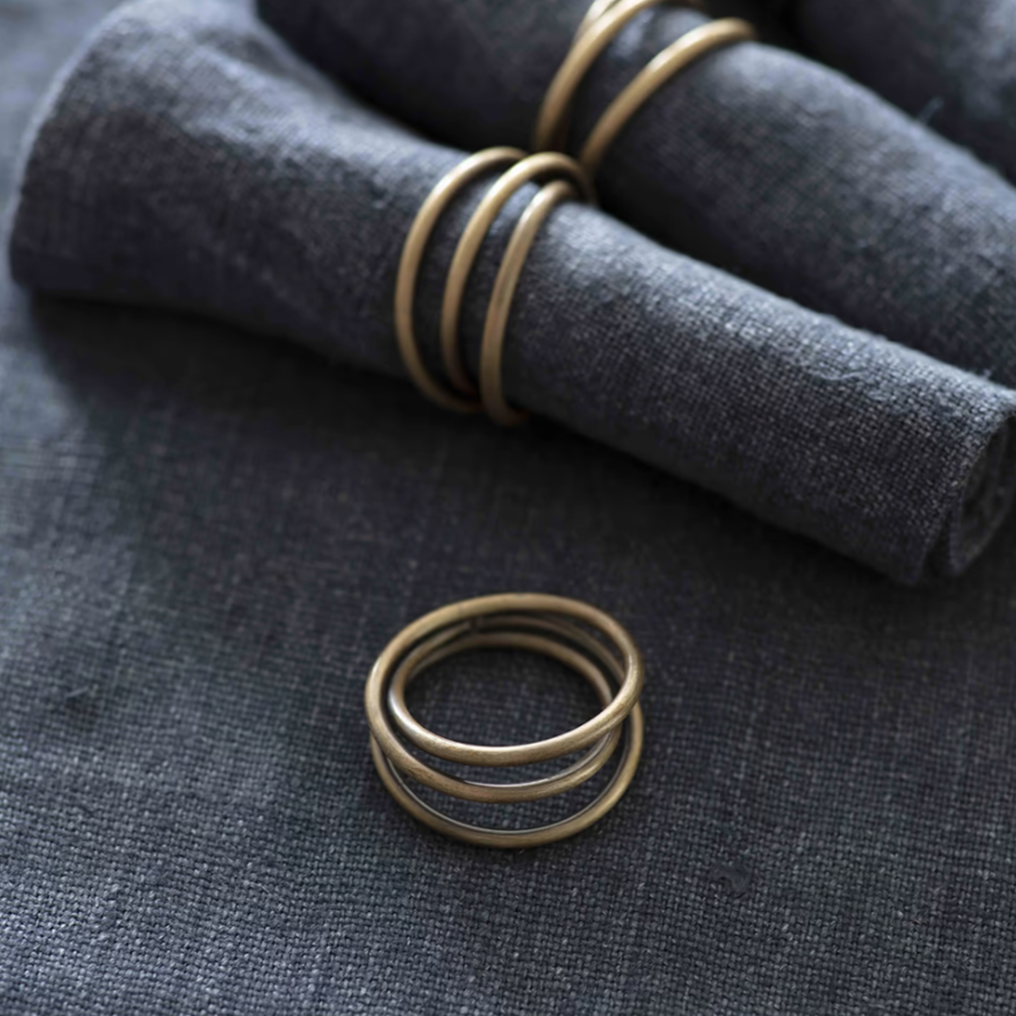 Antique Brass Napkin Rings | Set of 4