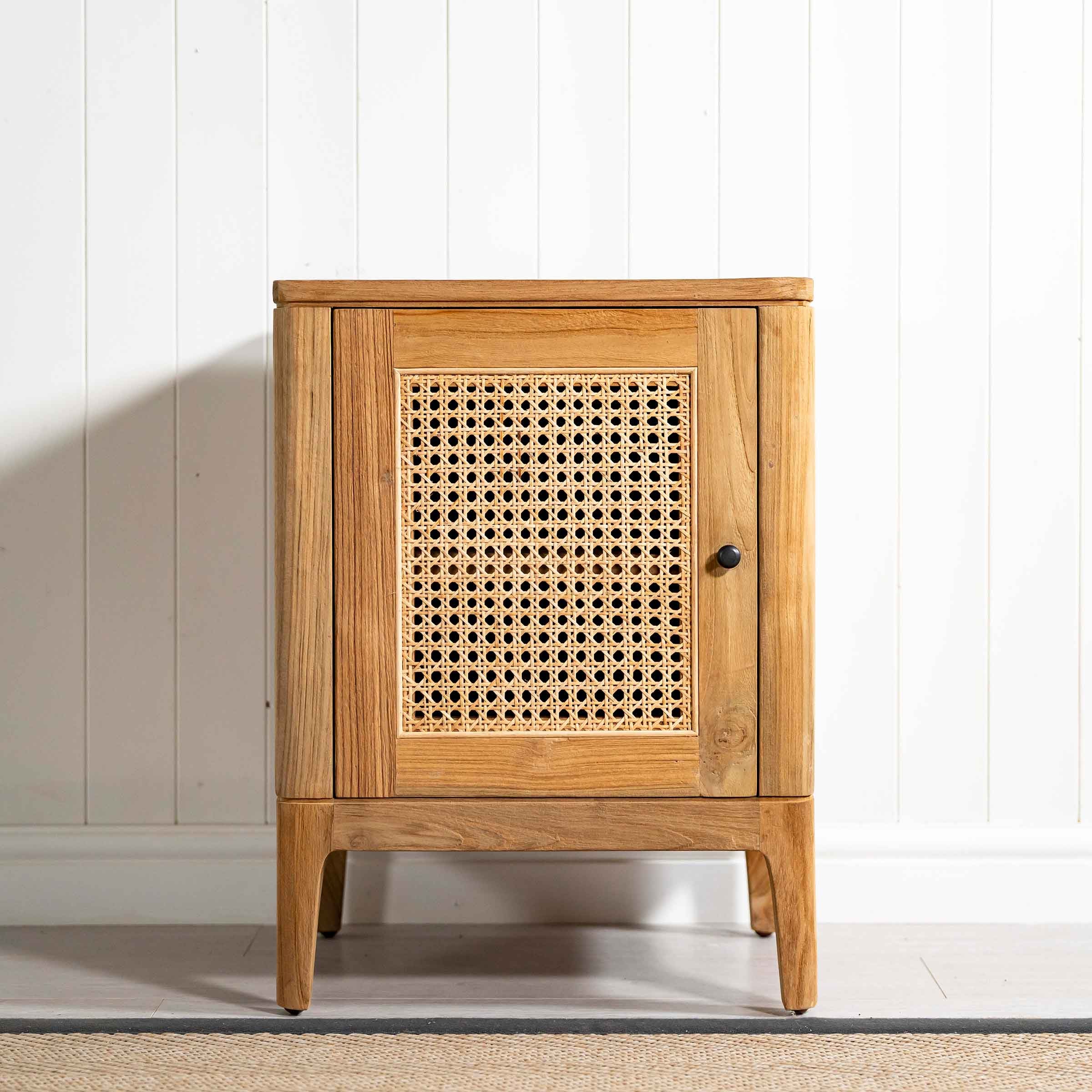Arch Bedside Table | 1 Rattan Door 1 Shelf