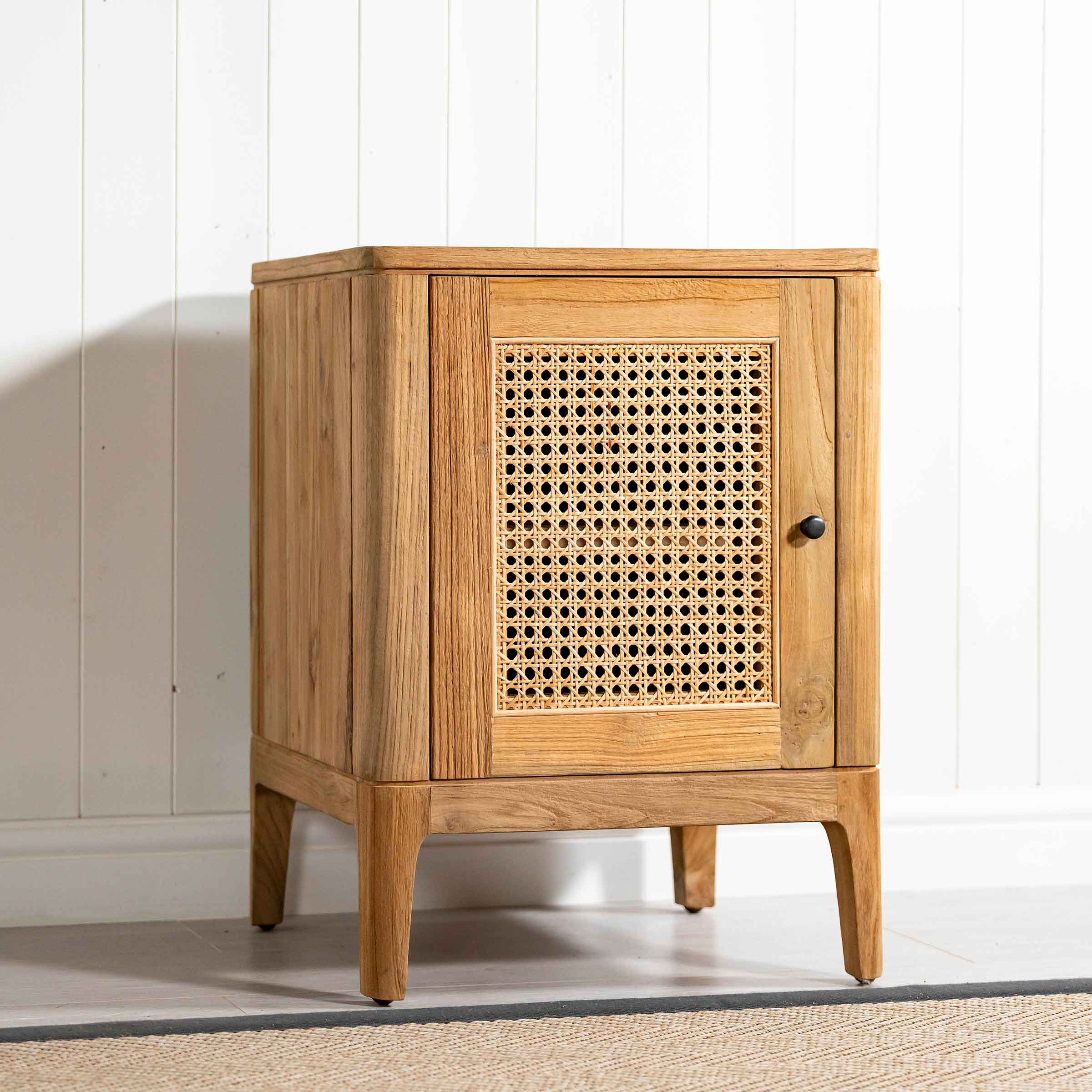 Arch Bedside Table | 1 Rattan Door 1 Shelf