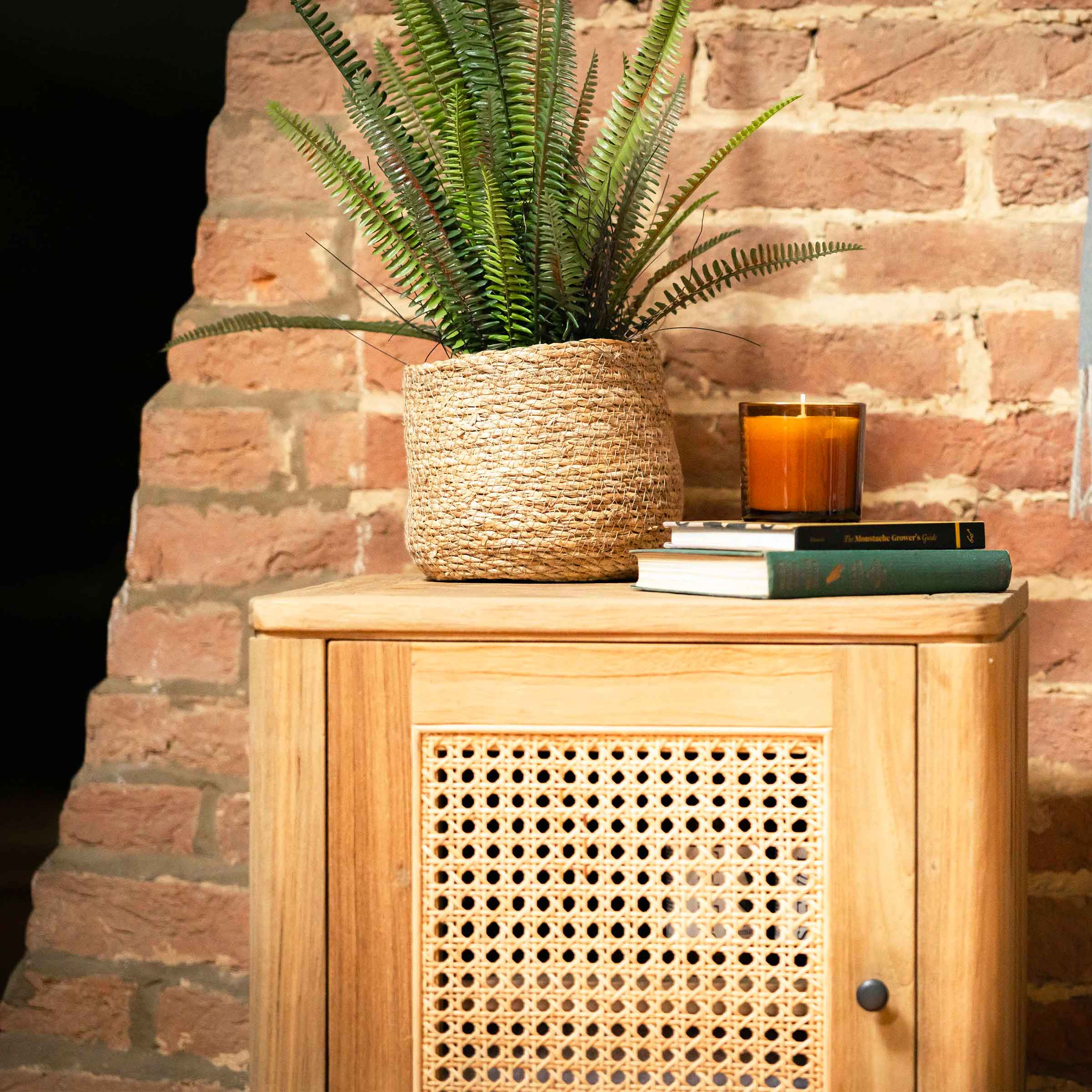 Arch Bedside Table | 1 Rattan Door 1 Shelf
