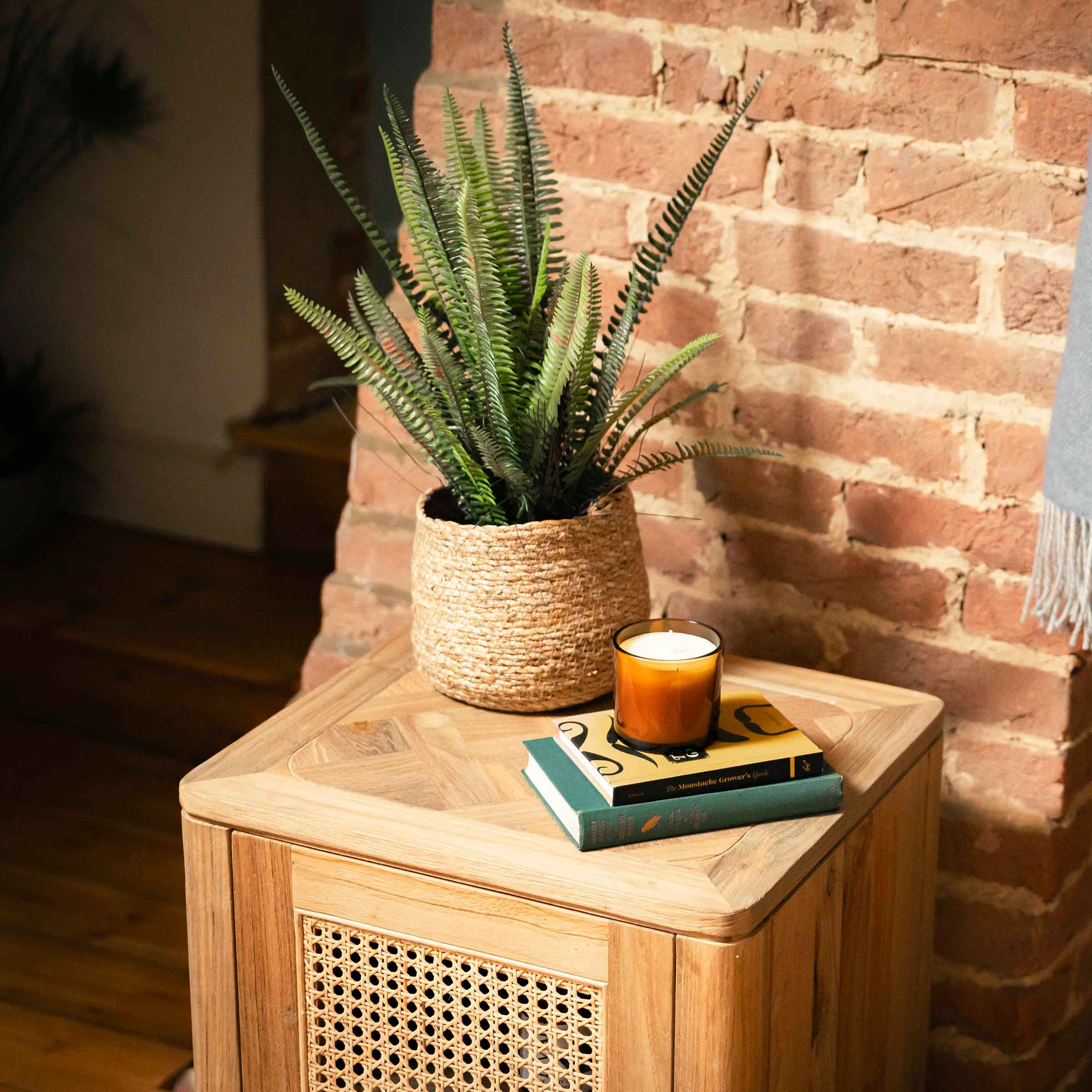 Arch Bedside Table | 1 Rattan Door 1 Shelf