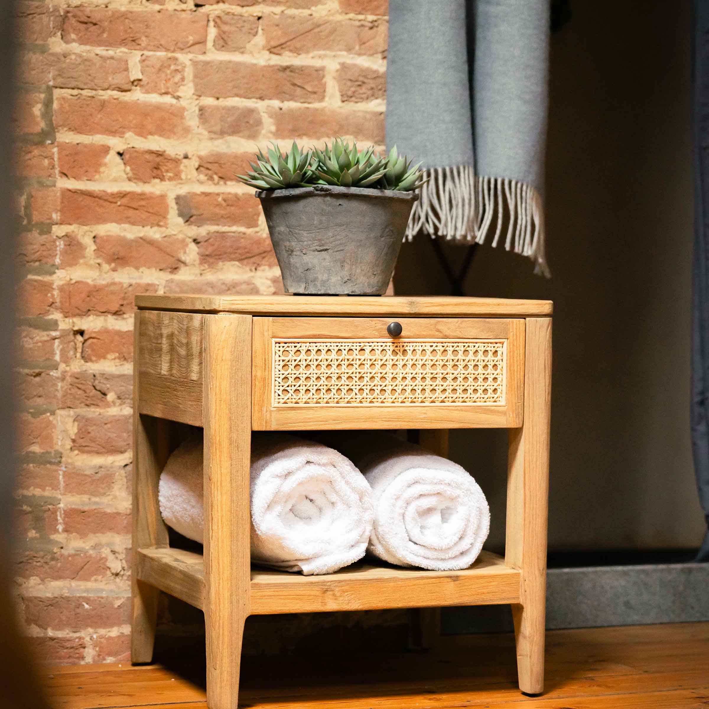 Arch Bedside Table | 1 Rattan Drawer