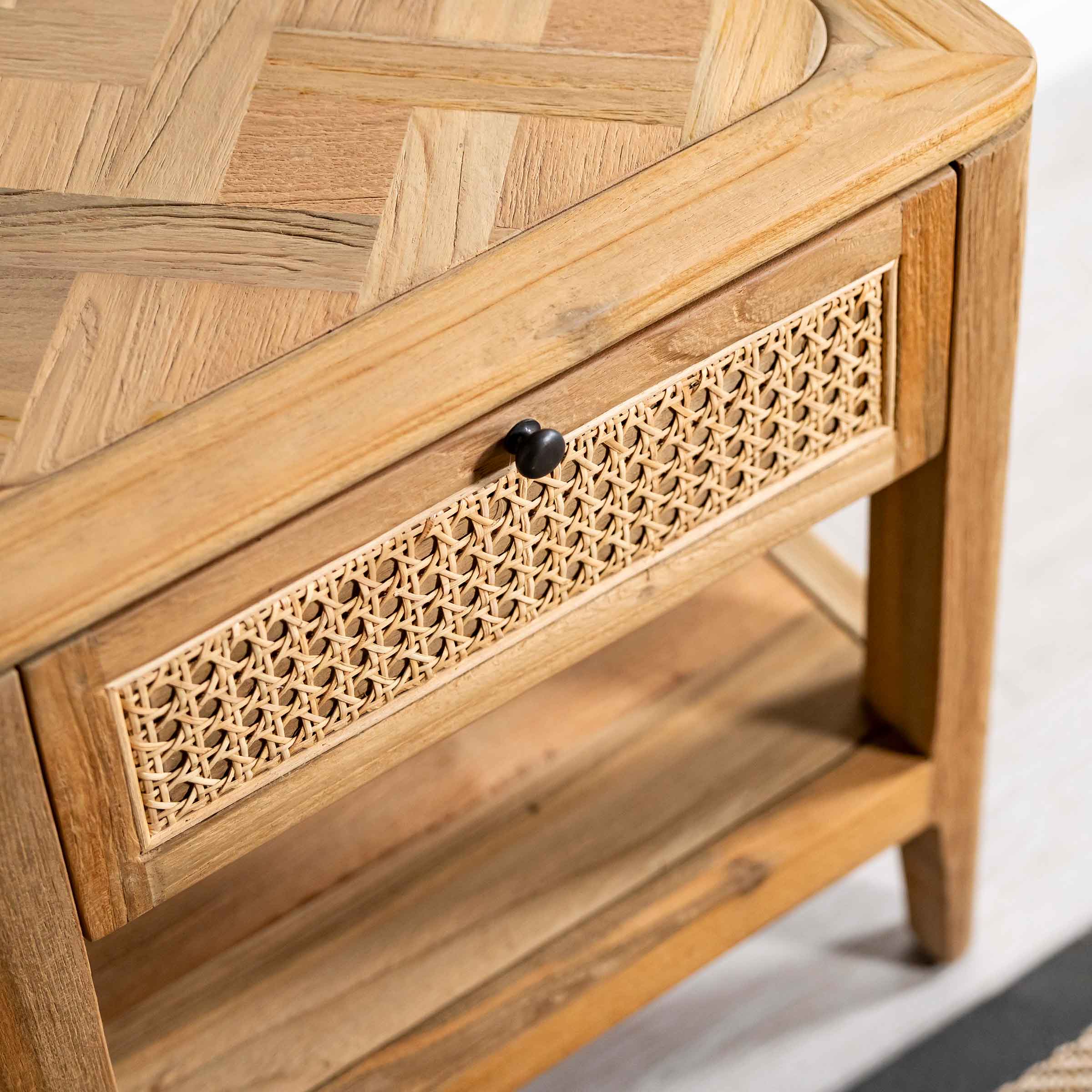 Arch Bedside Table | 1 Rattan Drawer
