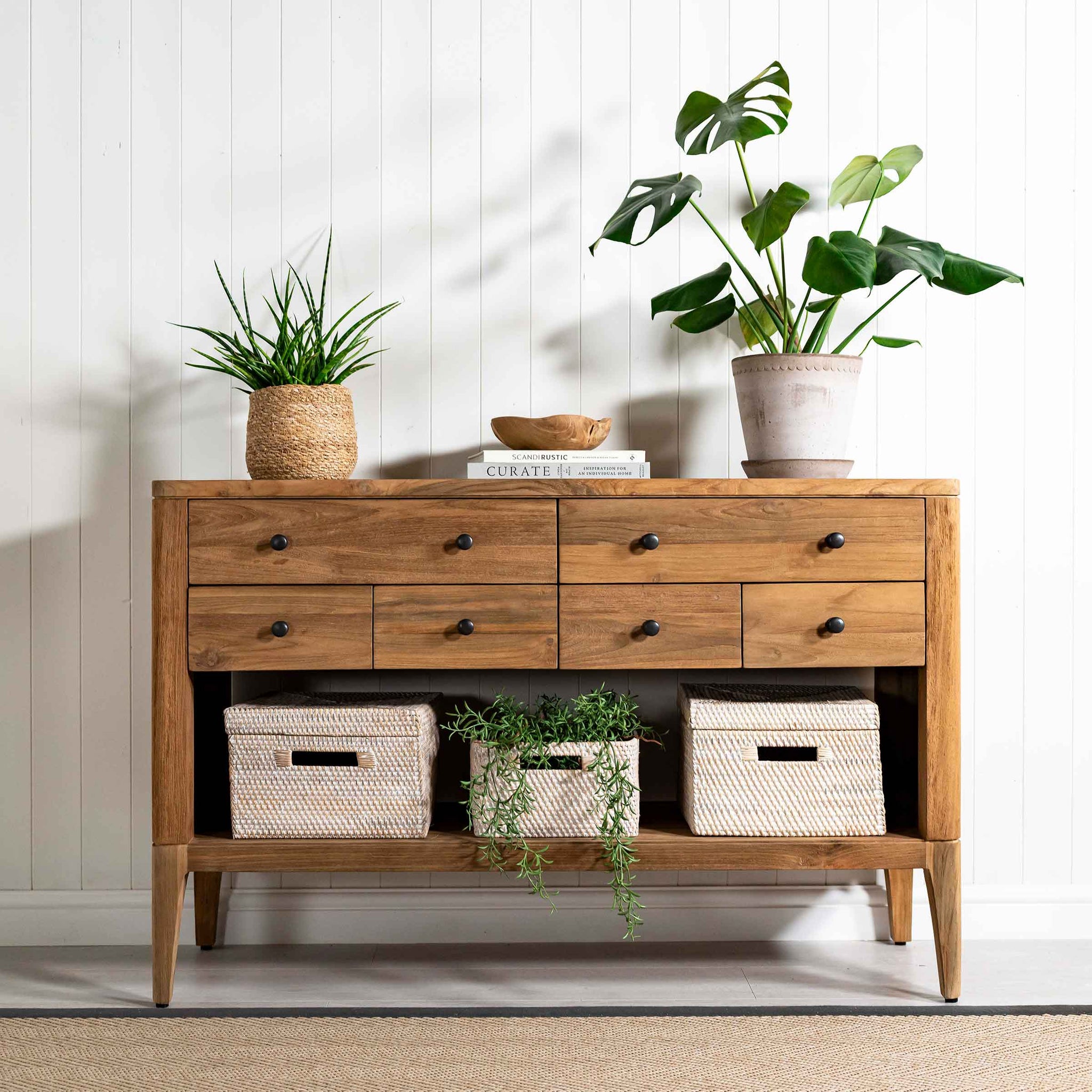 Arch Console Table with 6 Drawers | Reclaimed Teak Storage Console