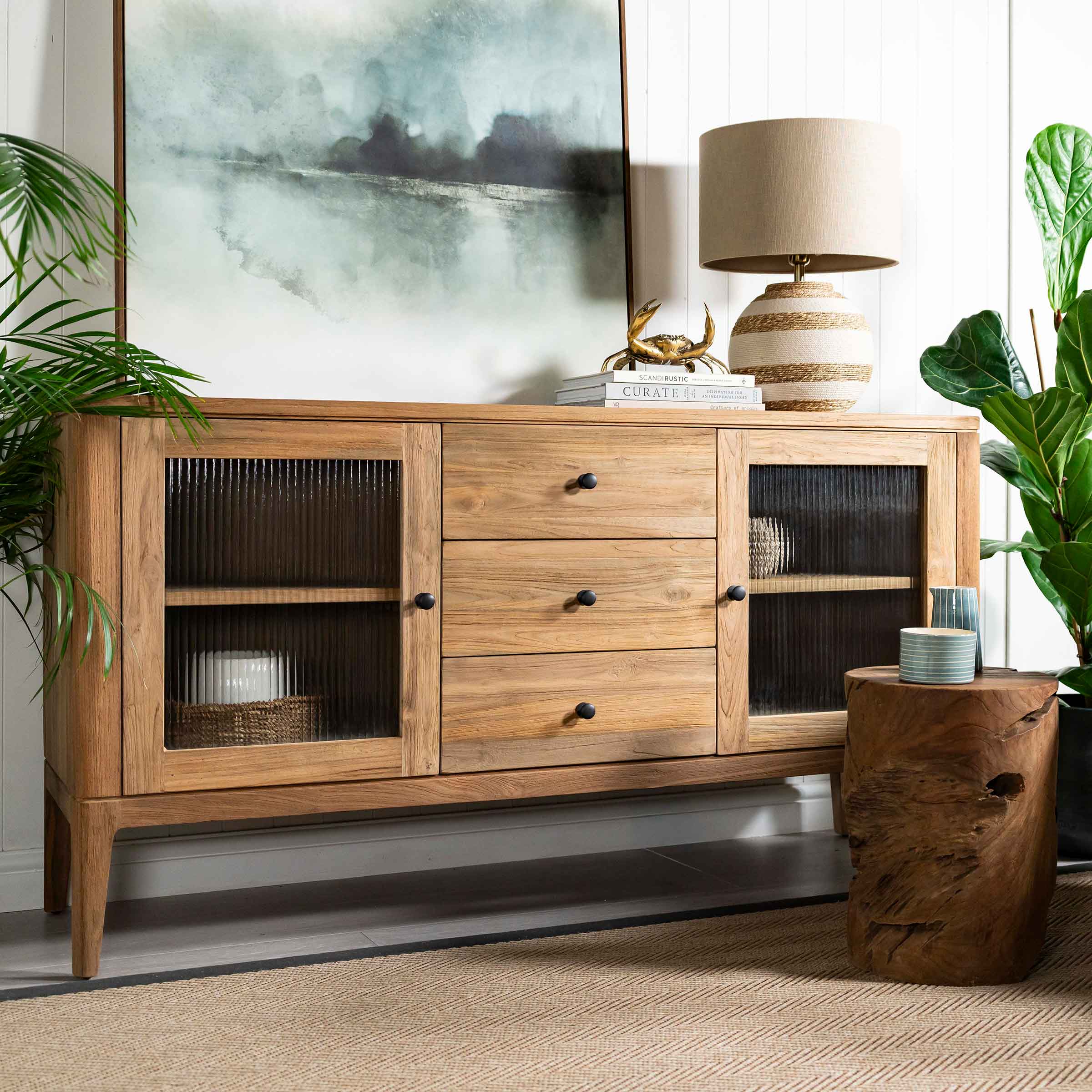 Arch Glass Sideboard | 2 Doors with 3 Drawers