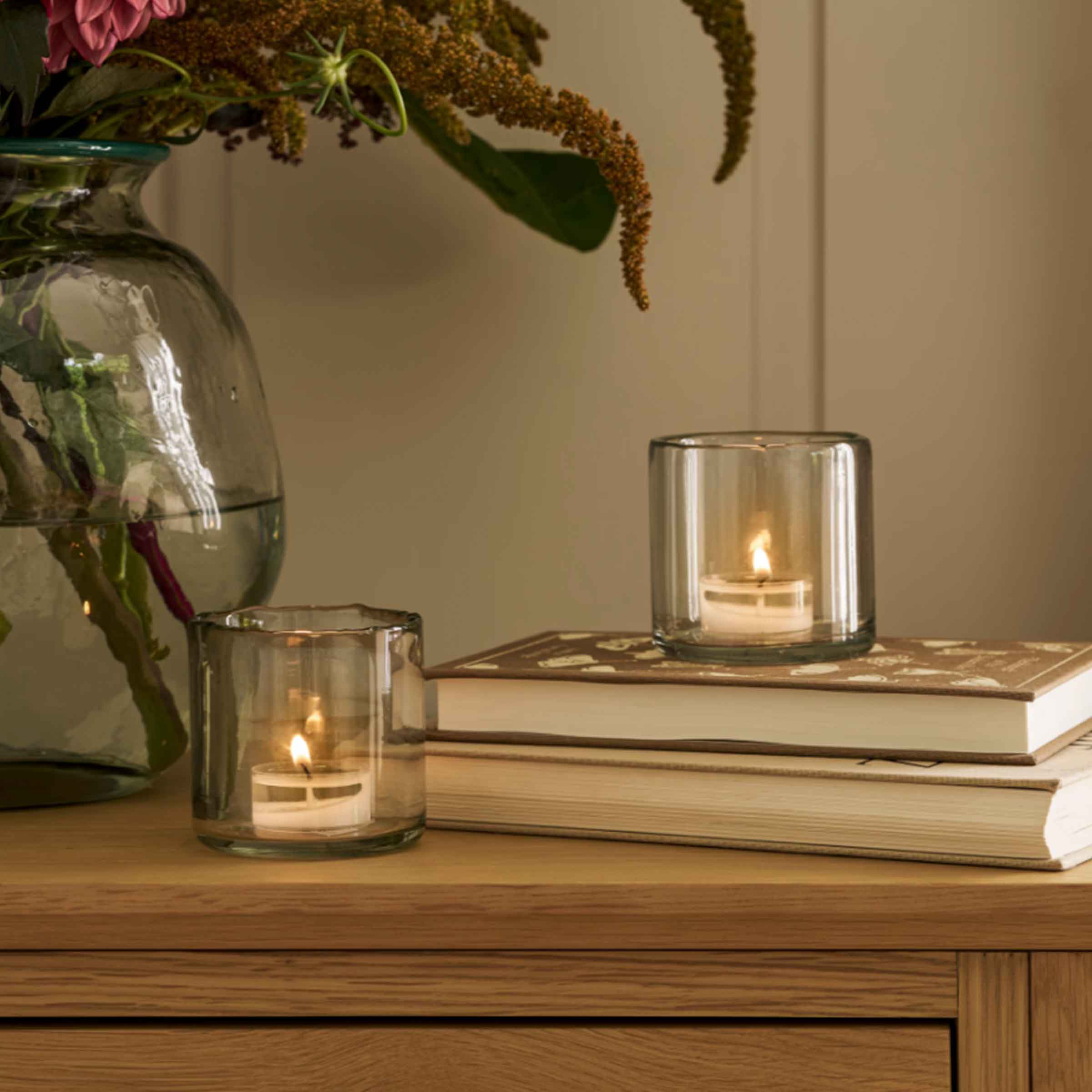Avebury Tealight Holders – Set of 2 Recycled Glass Candle Holders