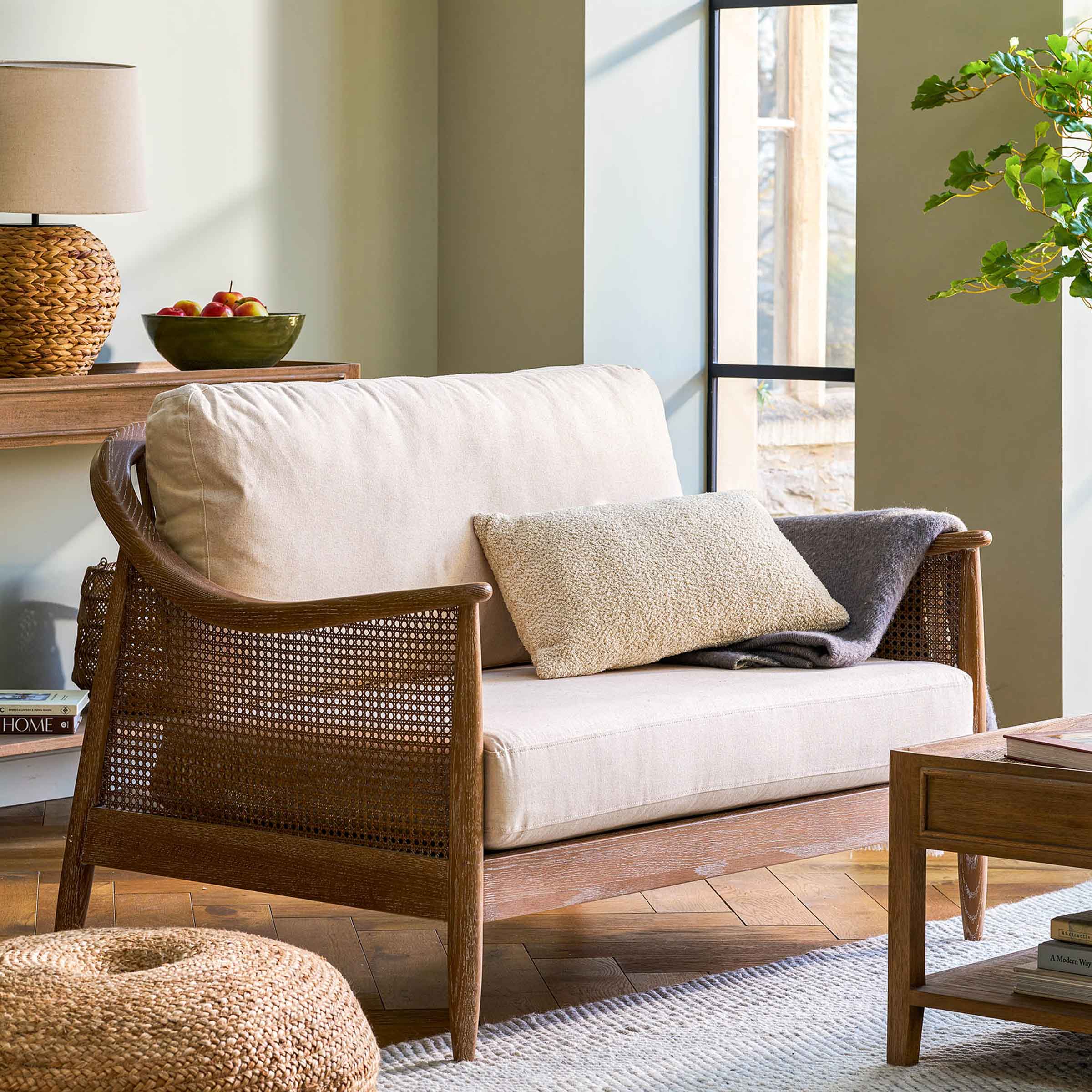 Bayan Rattan 2 Seater Sofa |Oatmeal