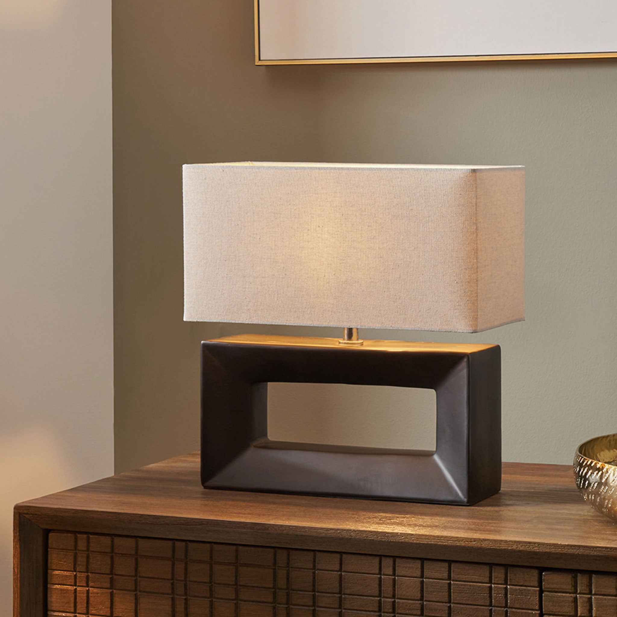 Block Black Ceramic Rectangular Table Lamp