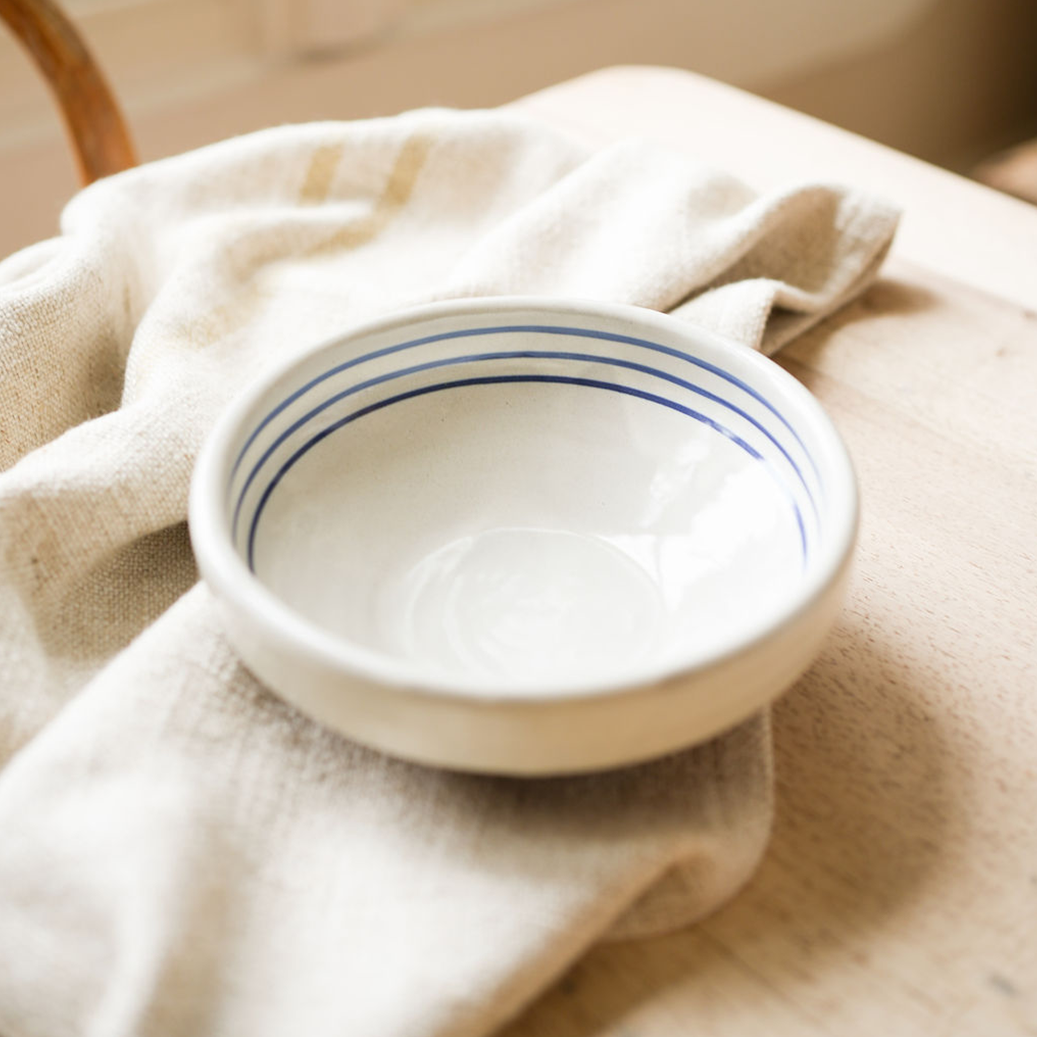 Hand Painted Breton Stripe Snack Bowl | Ink