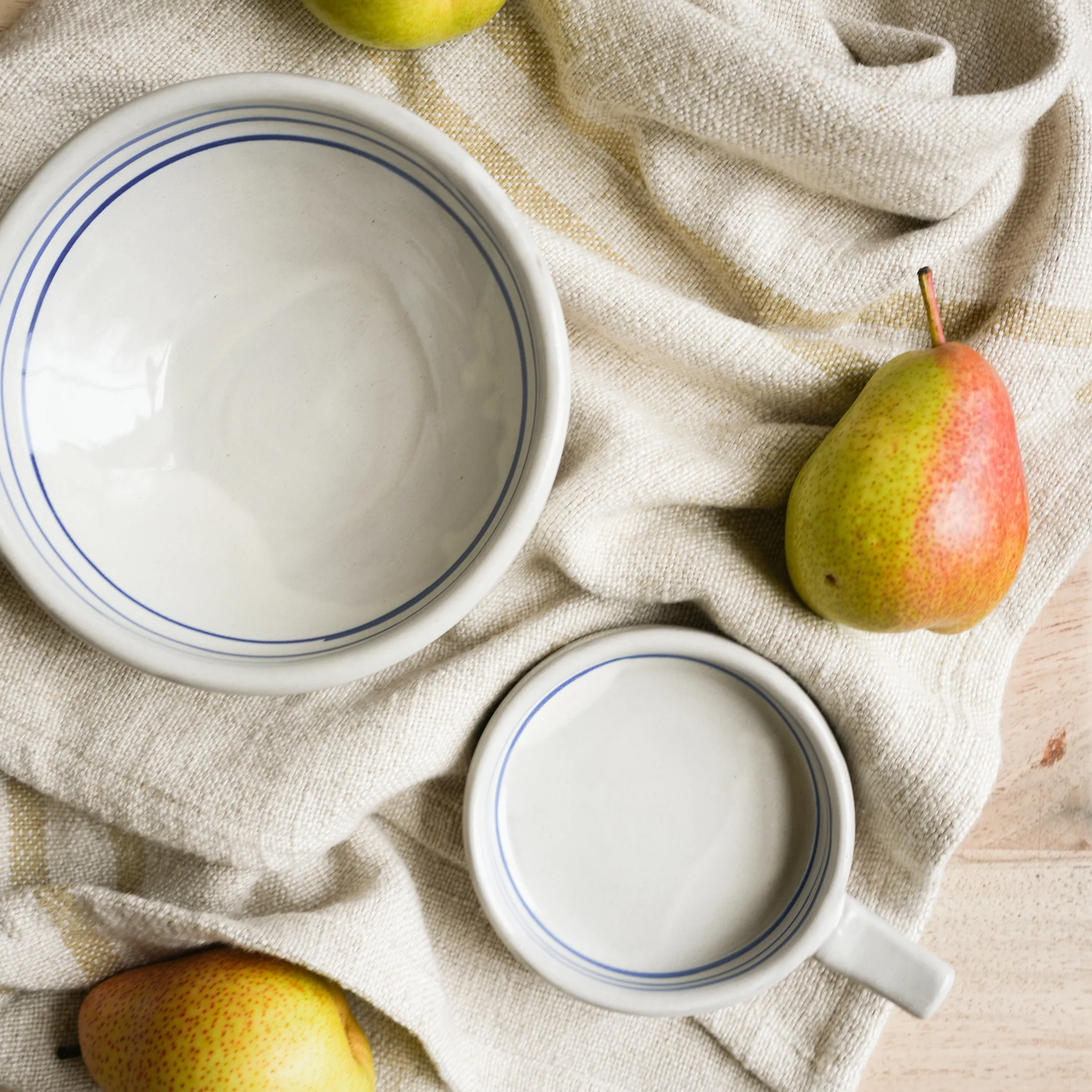 Hand Painted Breton Stripe Snack Bowl | Ink