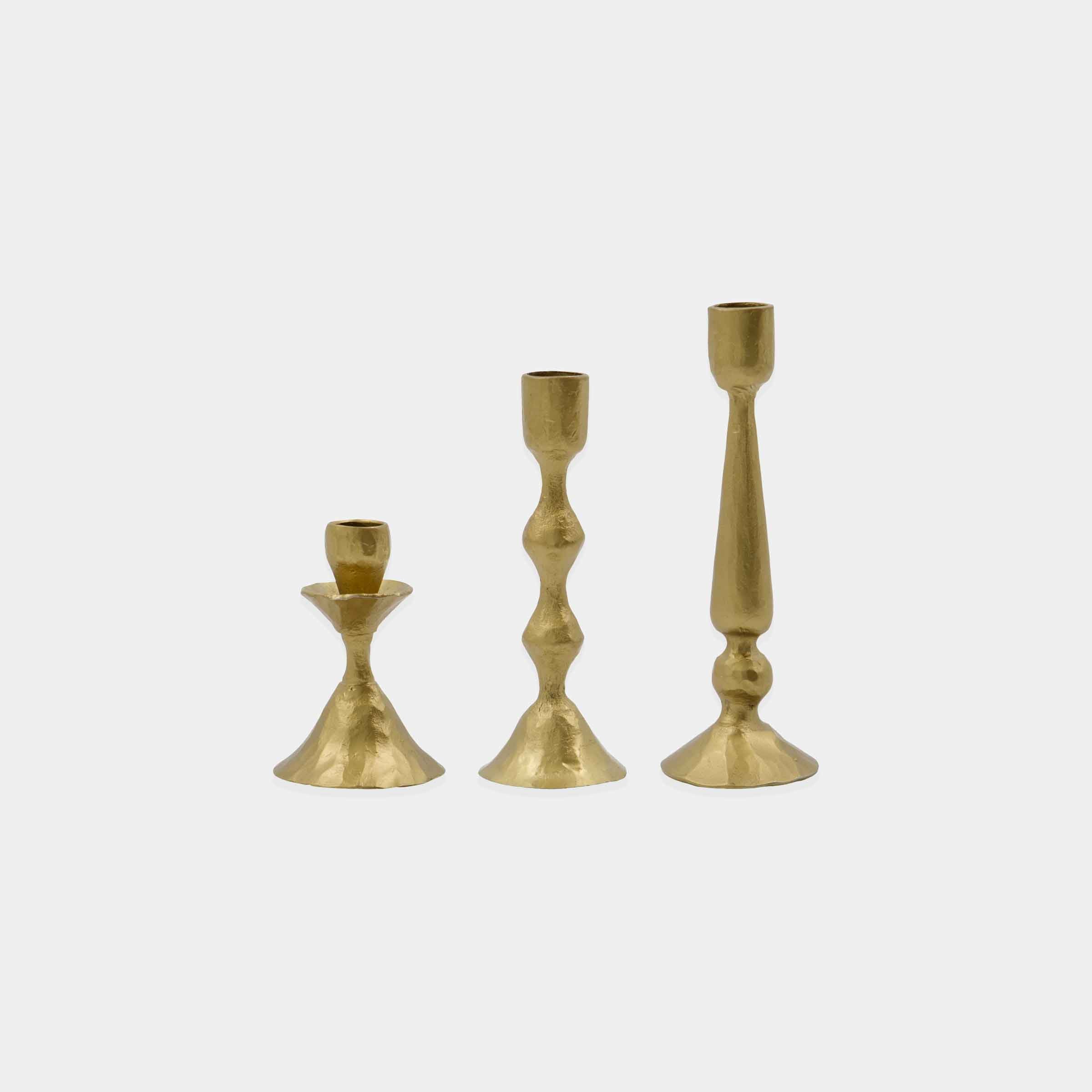 Castle Handmade Brass Candle Holders - Set of 3