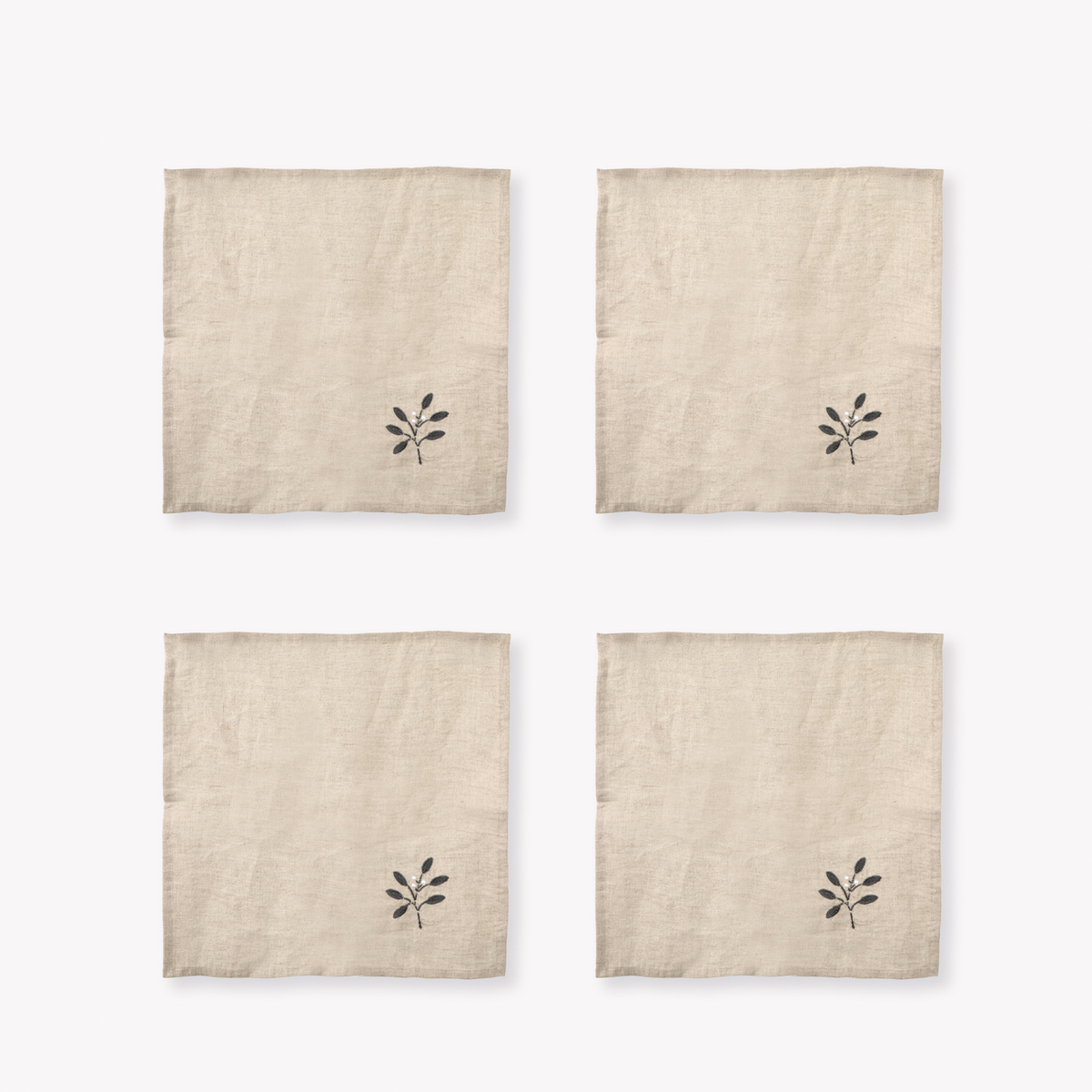 Christmas Sprig Napkins - Linen, Natural | Set of 4