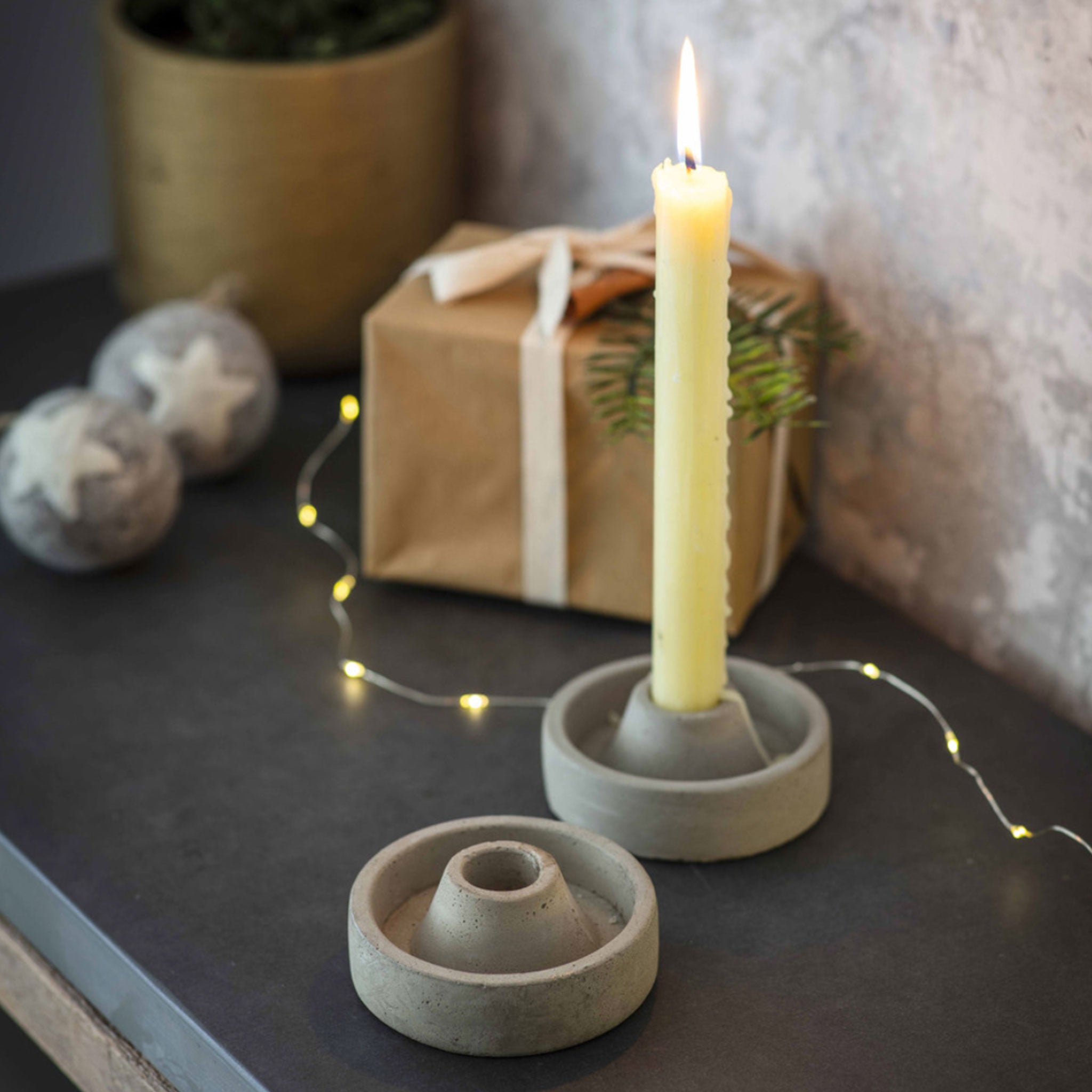 Classic Candle Holders | Set of 2 | Grey