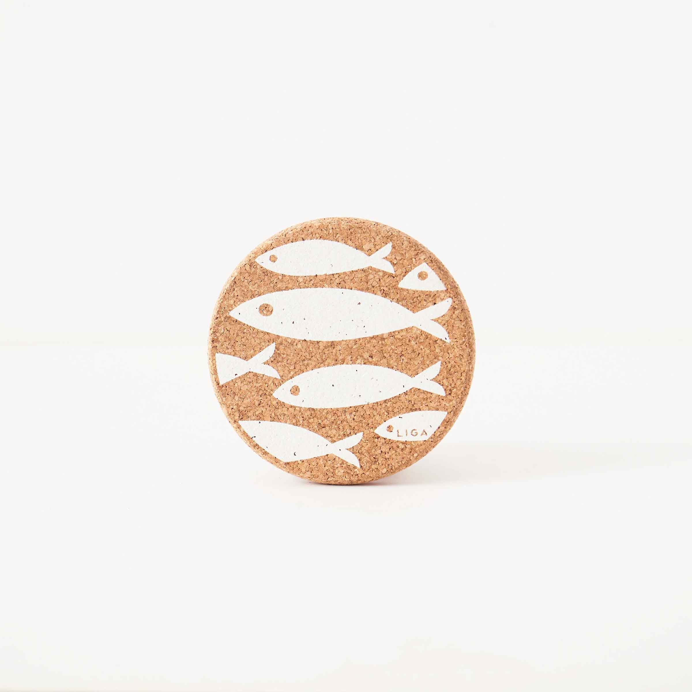 Cork Coaster | Fish White