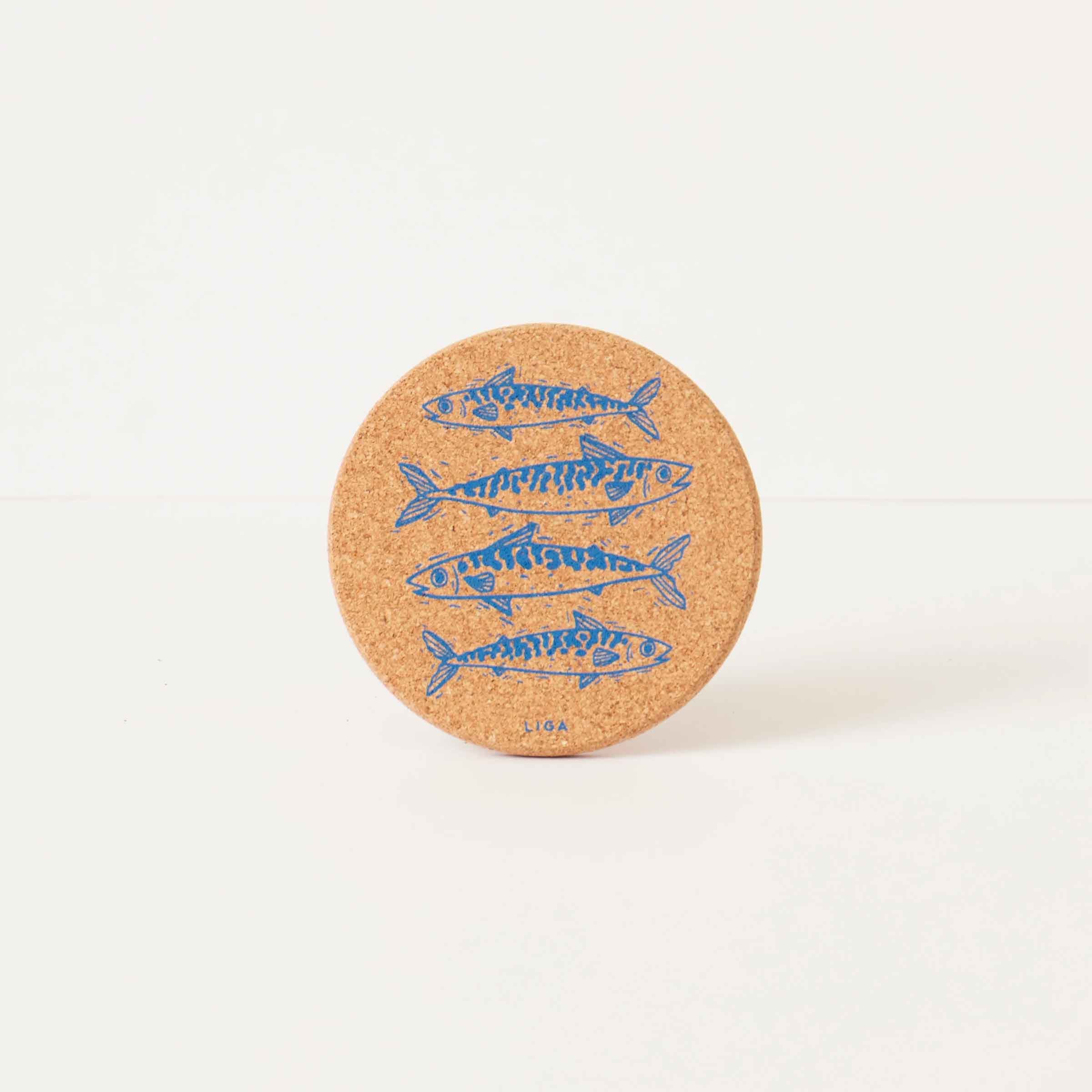 Cork Coaster | Mackerel Blue