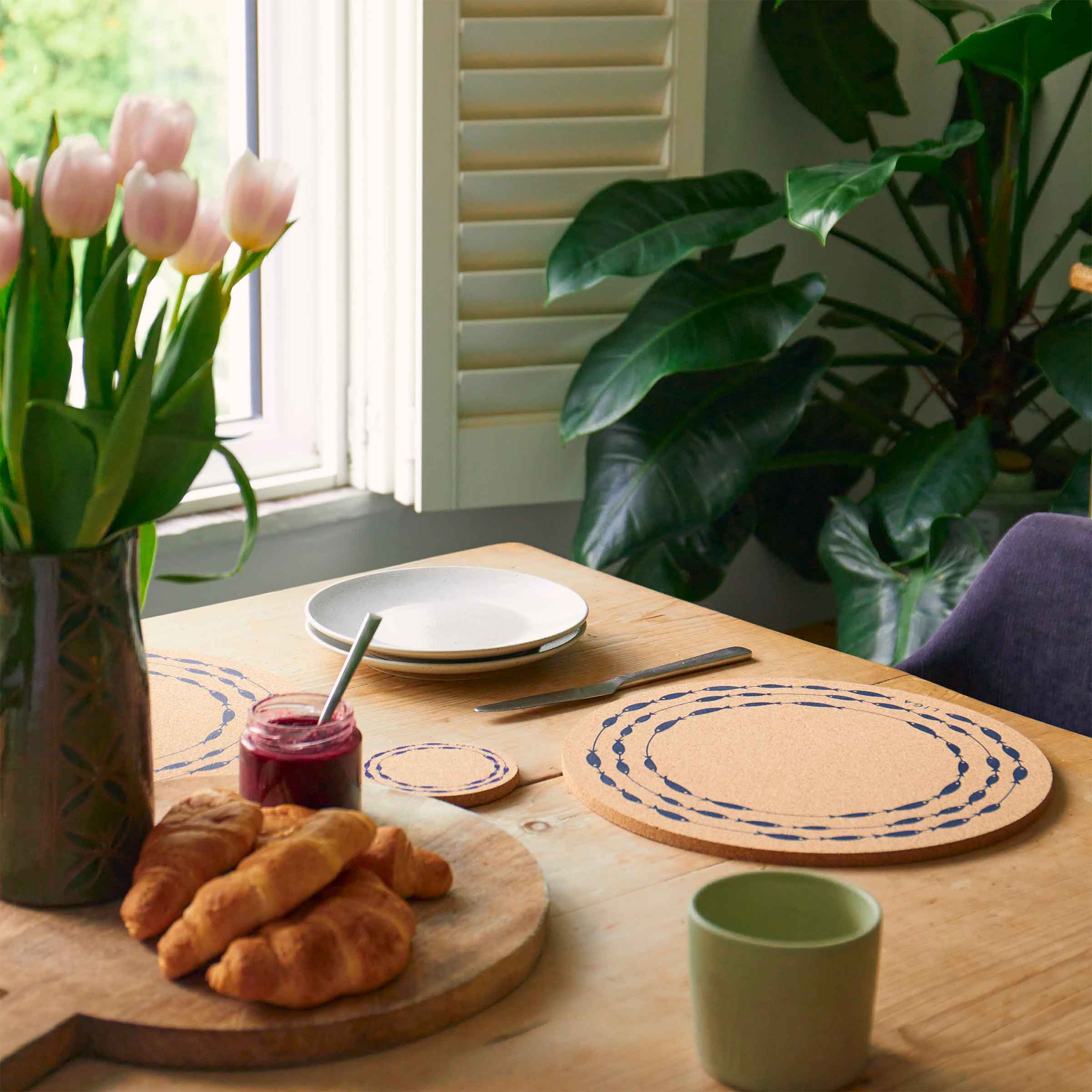 Cork Placemat 30cm | Fish on a Line