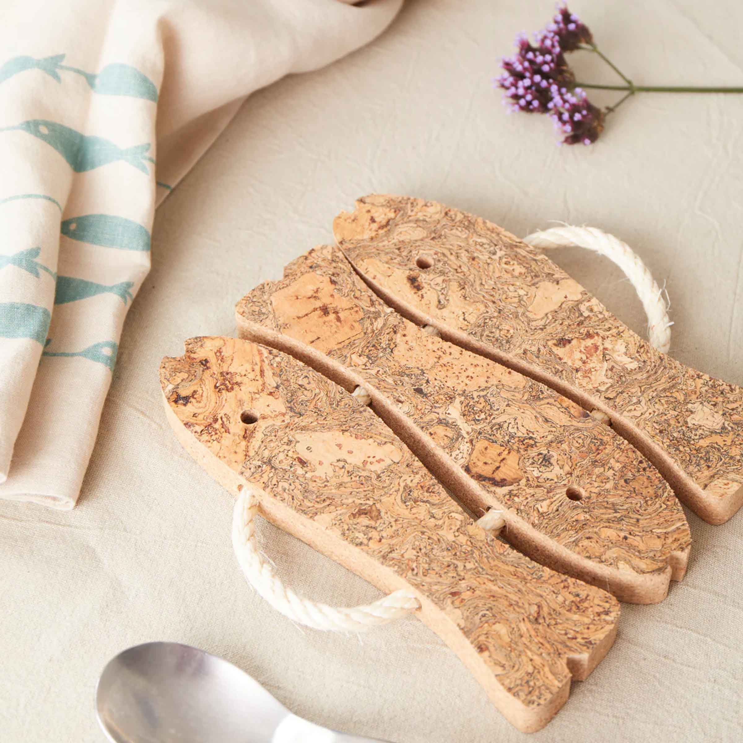 Natural Cork Fish Trivet | 3 Fish