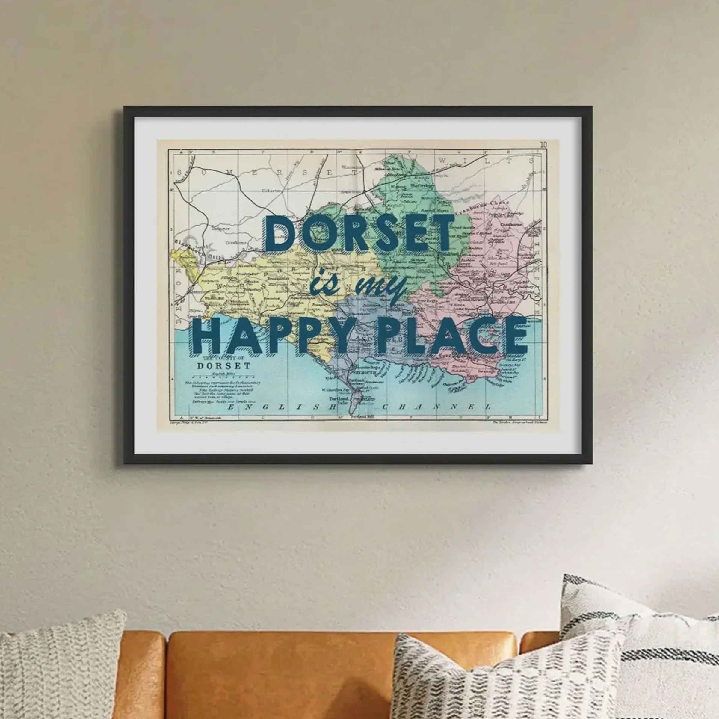 Custom Map Print for Any Location | Personalised Vintage Map Print | Blue Font