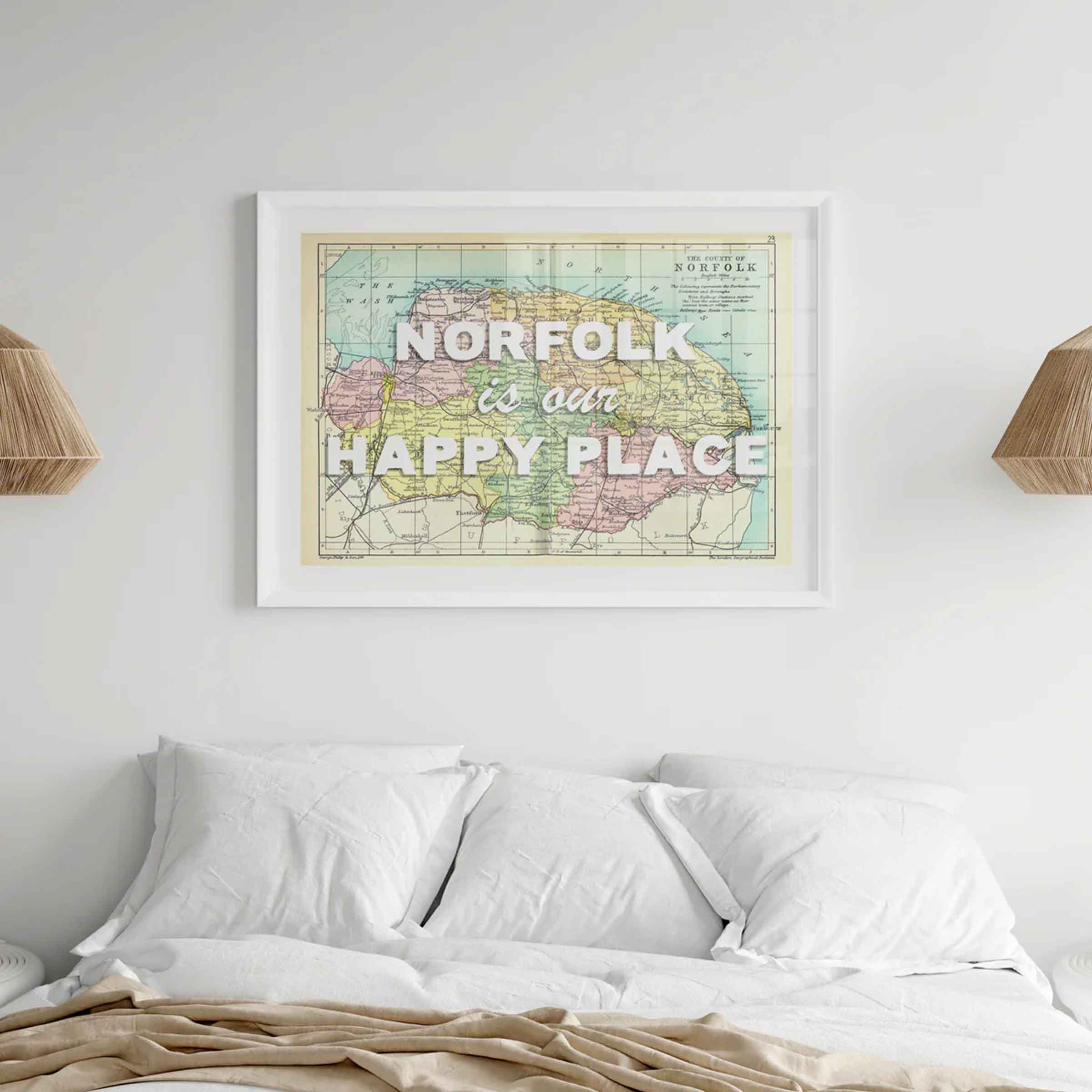 Custom Map Print for Any Location | Personalised Vintage Map Print | White Font