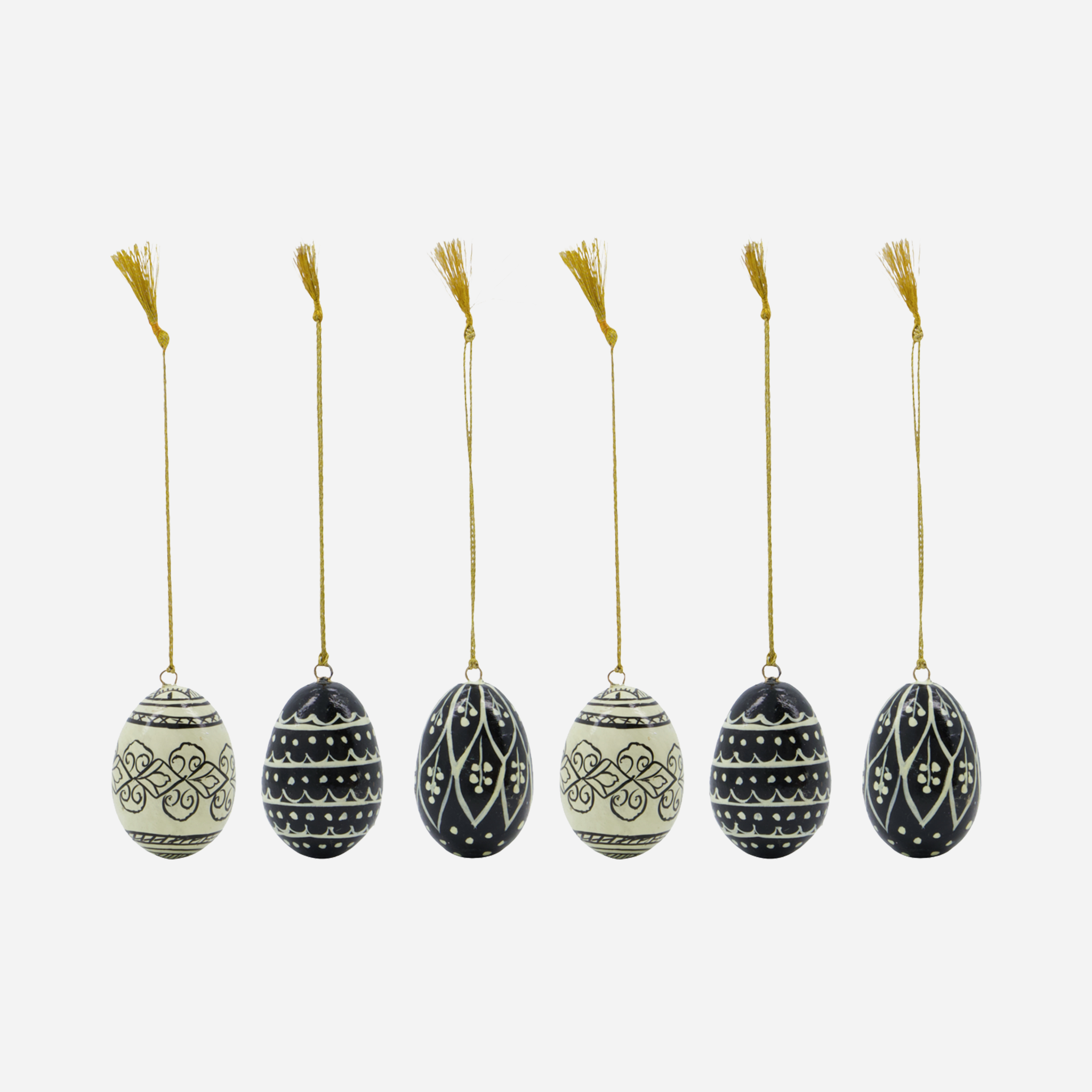 Deco Egg Ornaments | Black + Off-White