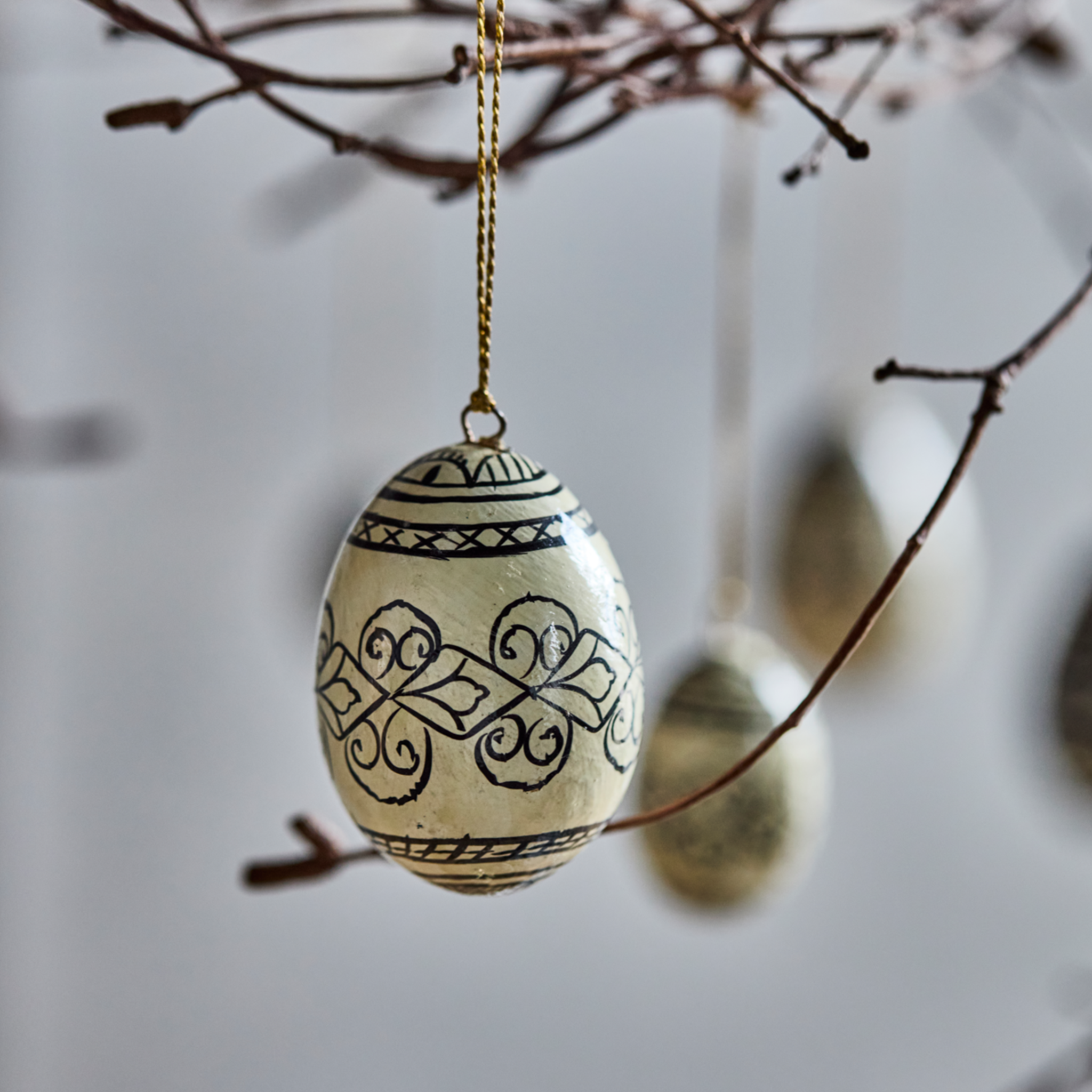 Deco Egg Ornaments | Black + Off-White
