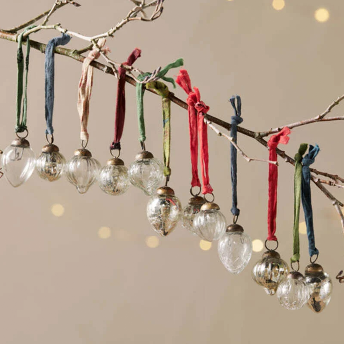 Dew Drop Baubles - Silver & Clear - (Set of 12)