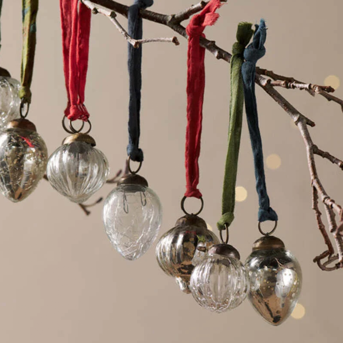 Dew Drop Baubles - Silver & Clear - (Set of 12)
